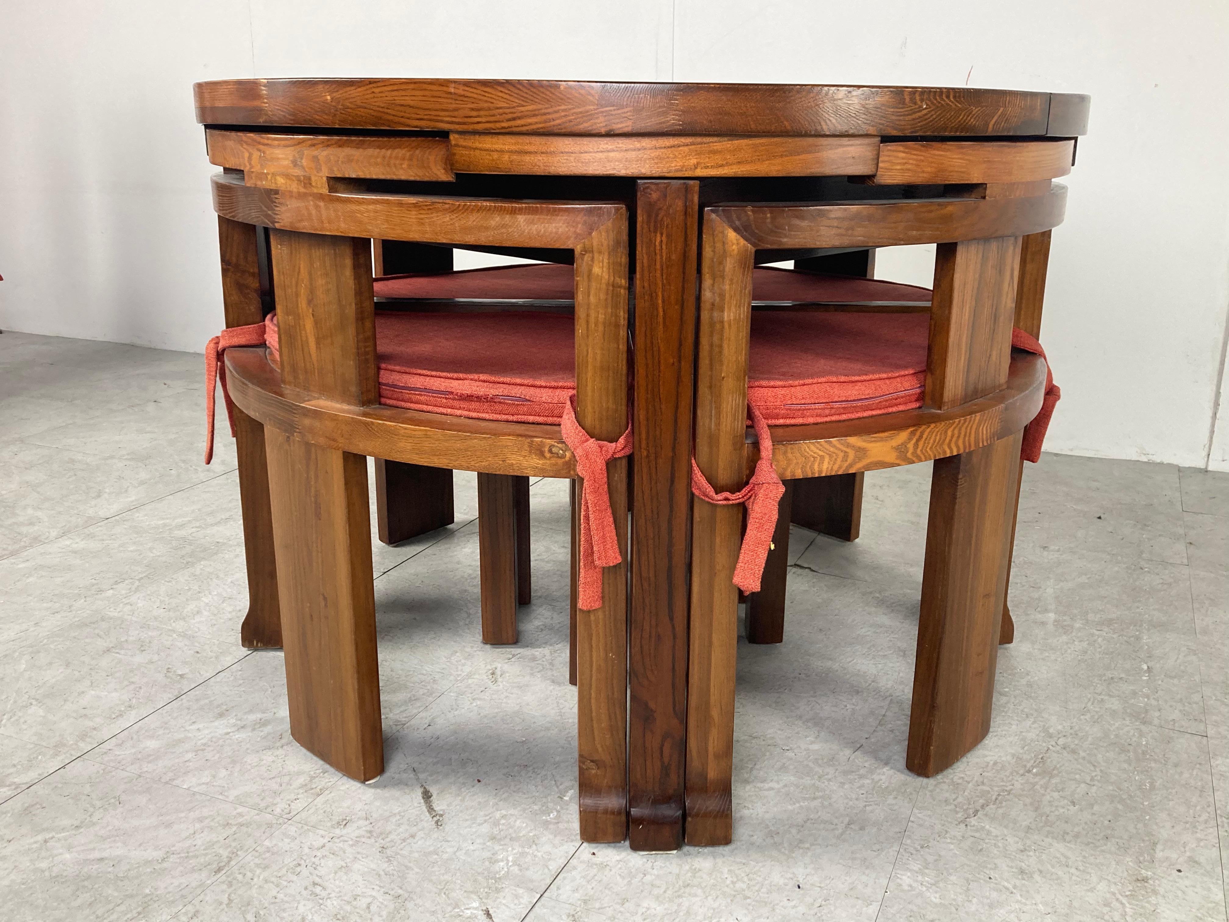 Late 20th Century Vintage Brutalist Extendable Dining Table and Chairs, 1970s