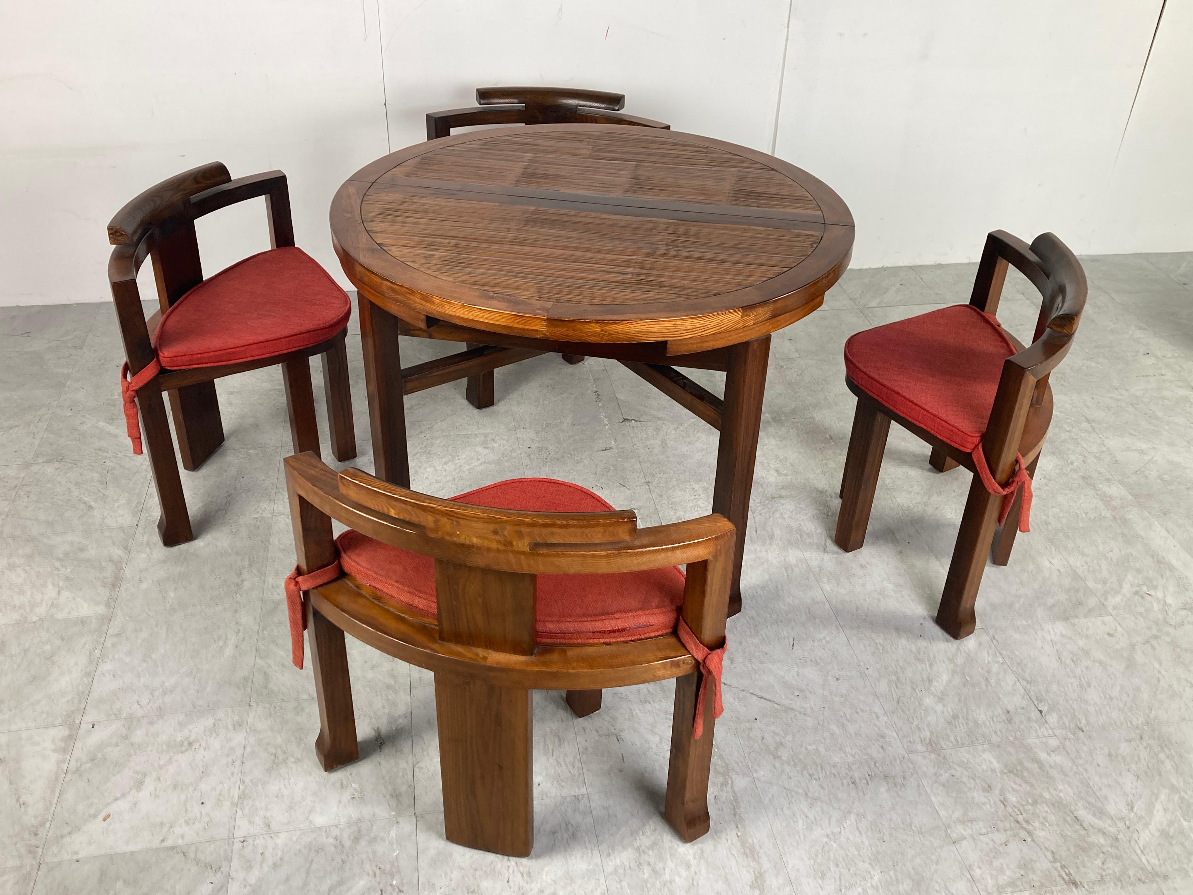 Vintage Brutalist Extendable Dining Table and Chairs, 1970s 1