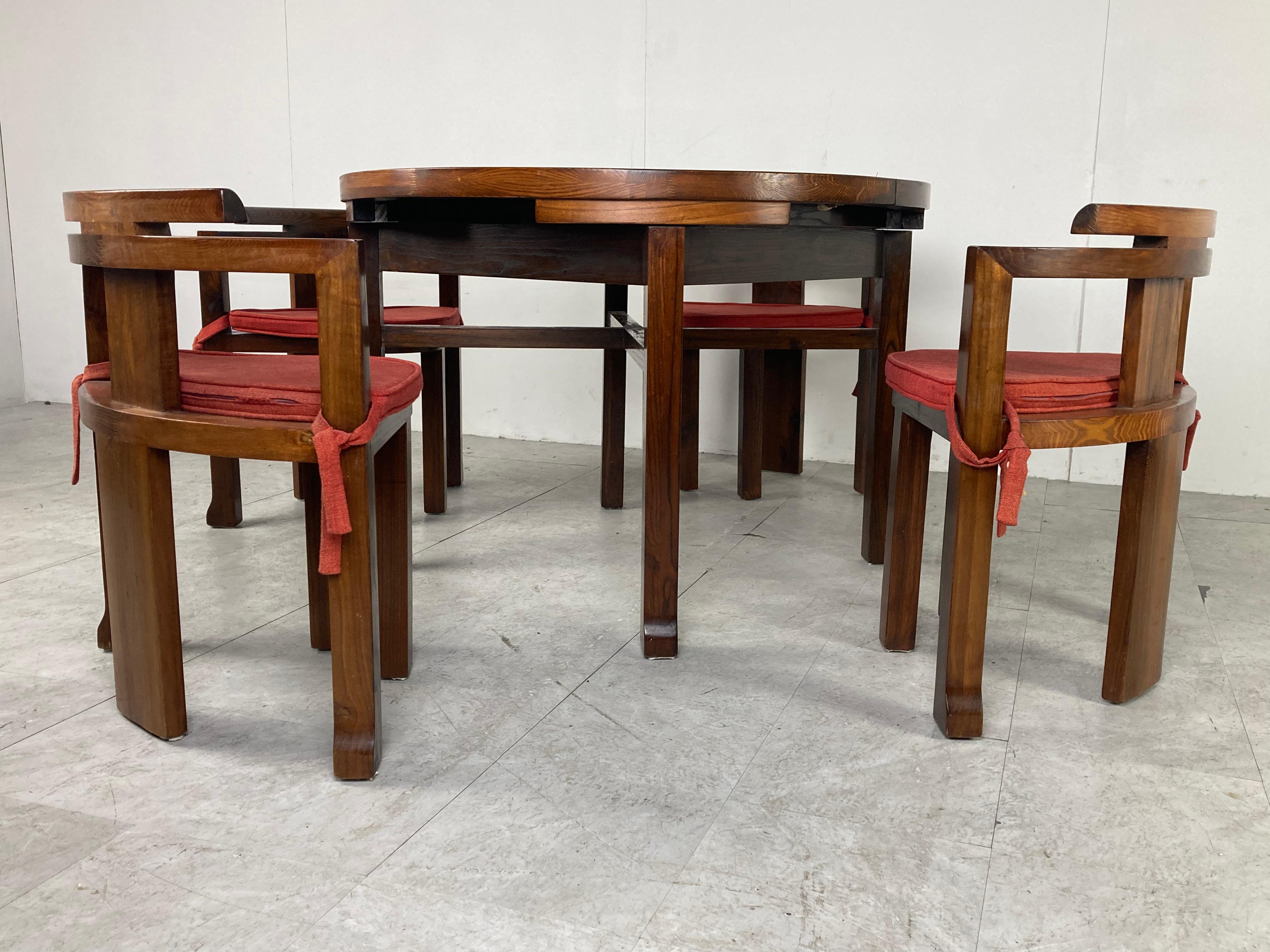 Vintage Brutalist Extendable Dining Table and Chairs, 1970s 2