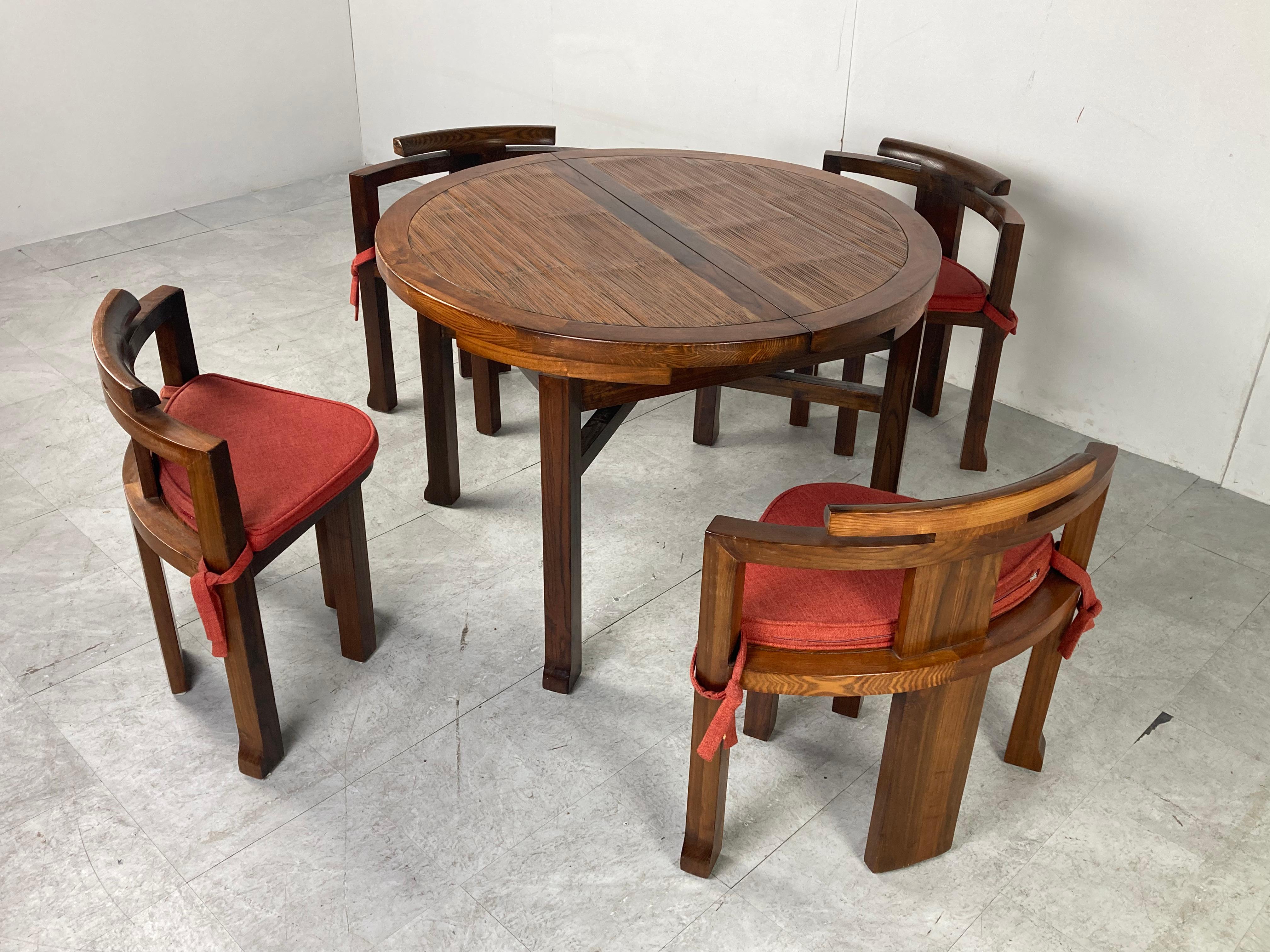 Vintage Brutalist Extendable Dining Table and Chairs, 1970s 3