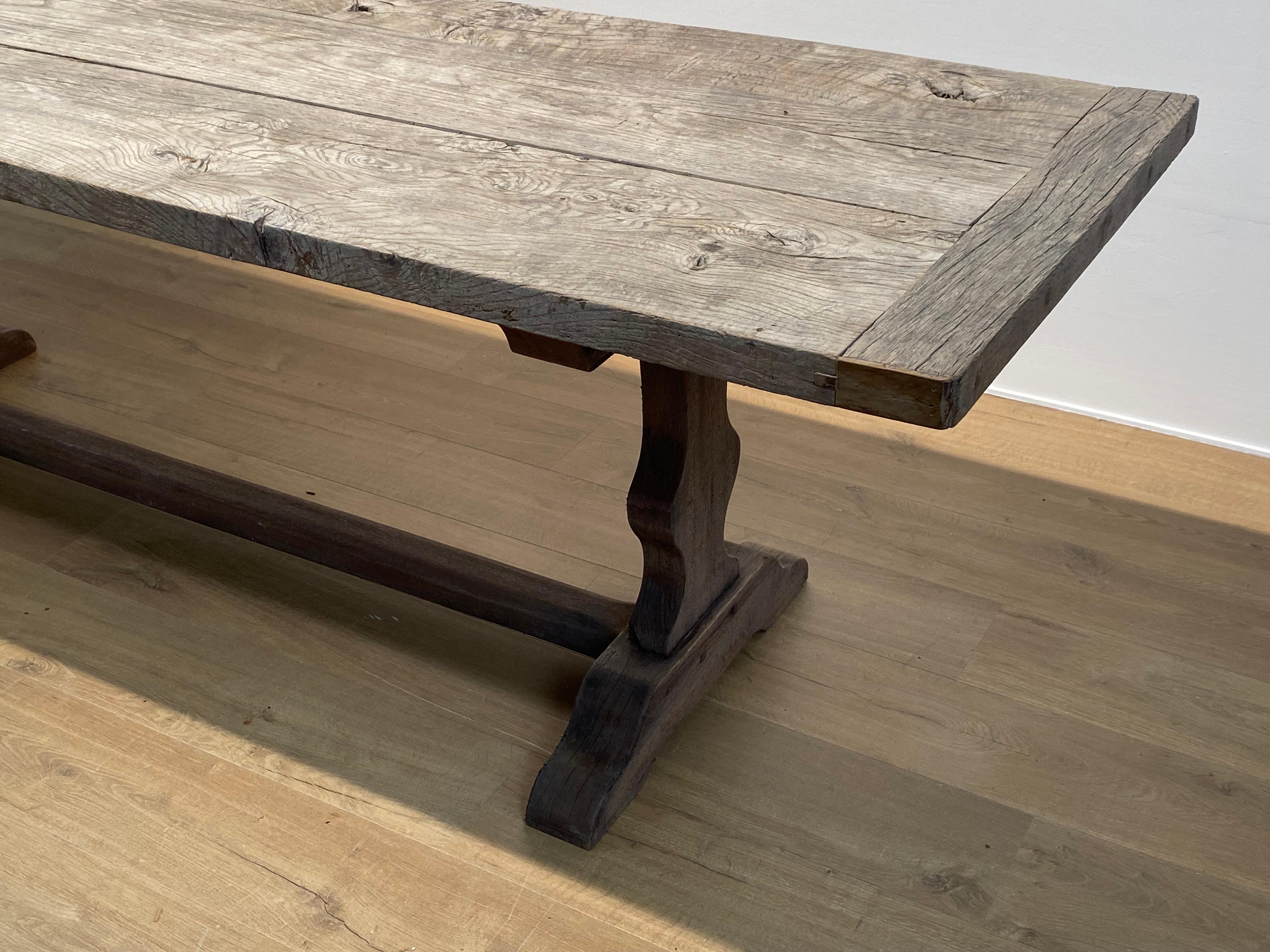 French Vintage, Brutalist Farmers Dining Table For Sale