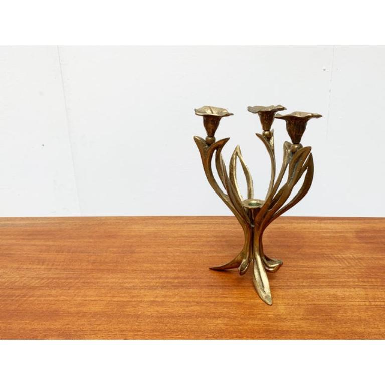Brutalistischer floraler Metall-Kerzenhalter, 1970er Jahre im Angebot 6