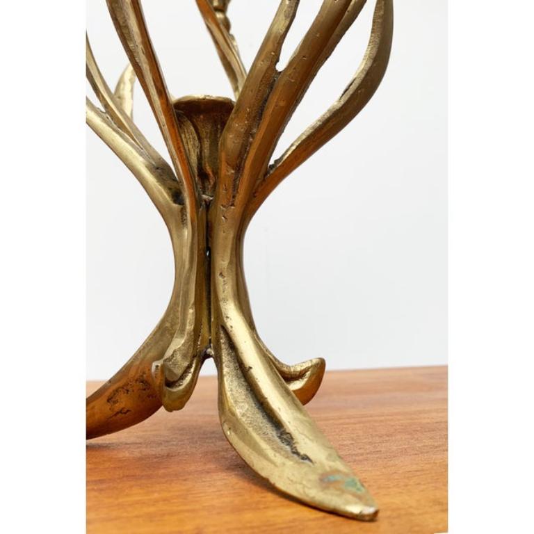 Brutalistischer floraler Metall-Kerzenhalter, 1970er Jahre im Angebot 7