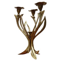Chandelier vintage brutaliste à fleurs, années 1970