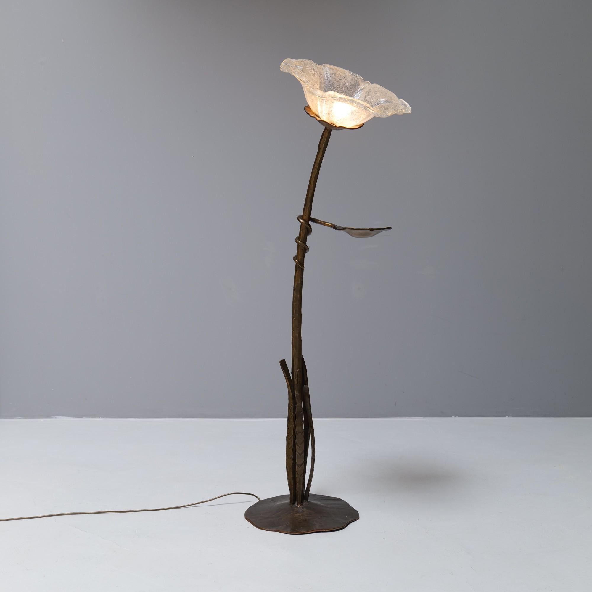 Vintage brutalistische Lampe aus geschmiedeter Bronze - 1980er  Lothar Klute zugeschrieben (Brutalismus) im Angebot
