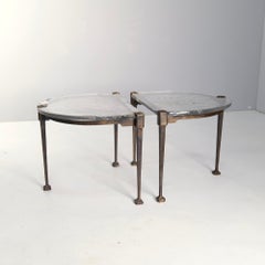 Brutalistische Vintage-Tische aus geschmiedeter Bronze mit Kristallglas von Lothar Klute