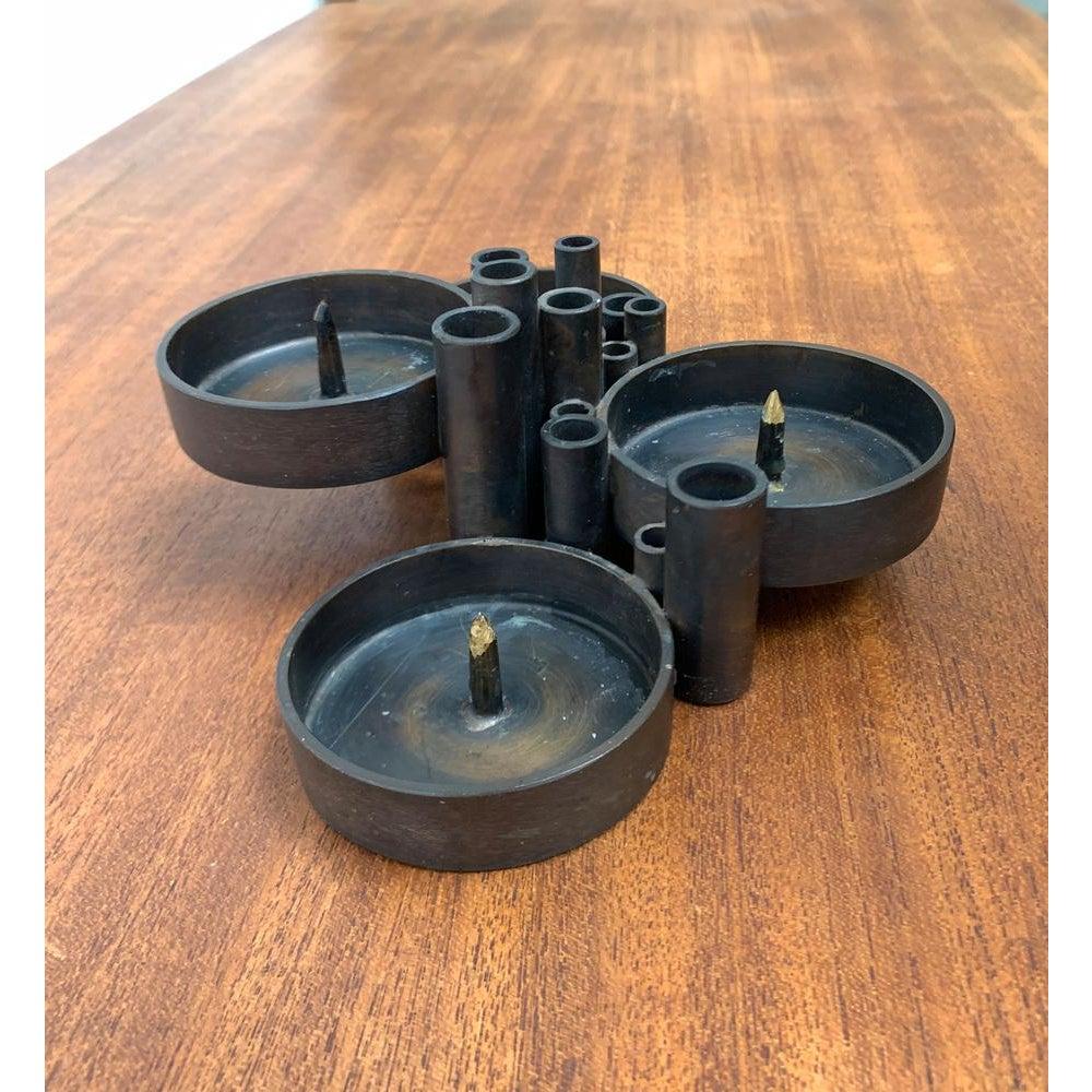 Brutalistischer deutscher Metallkerzenhalter aus Metall, Ebersberg, 1970er Jahre im Angebot 5