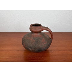 Vintage Brutalist German Studio Pottery Carafe Vase by Gerhard Liebenthron, 1974