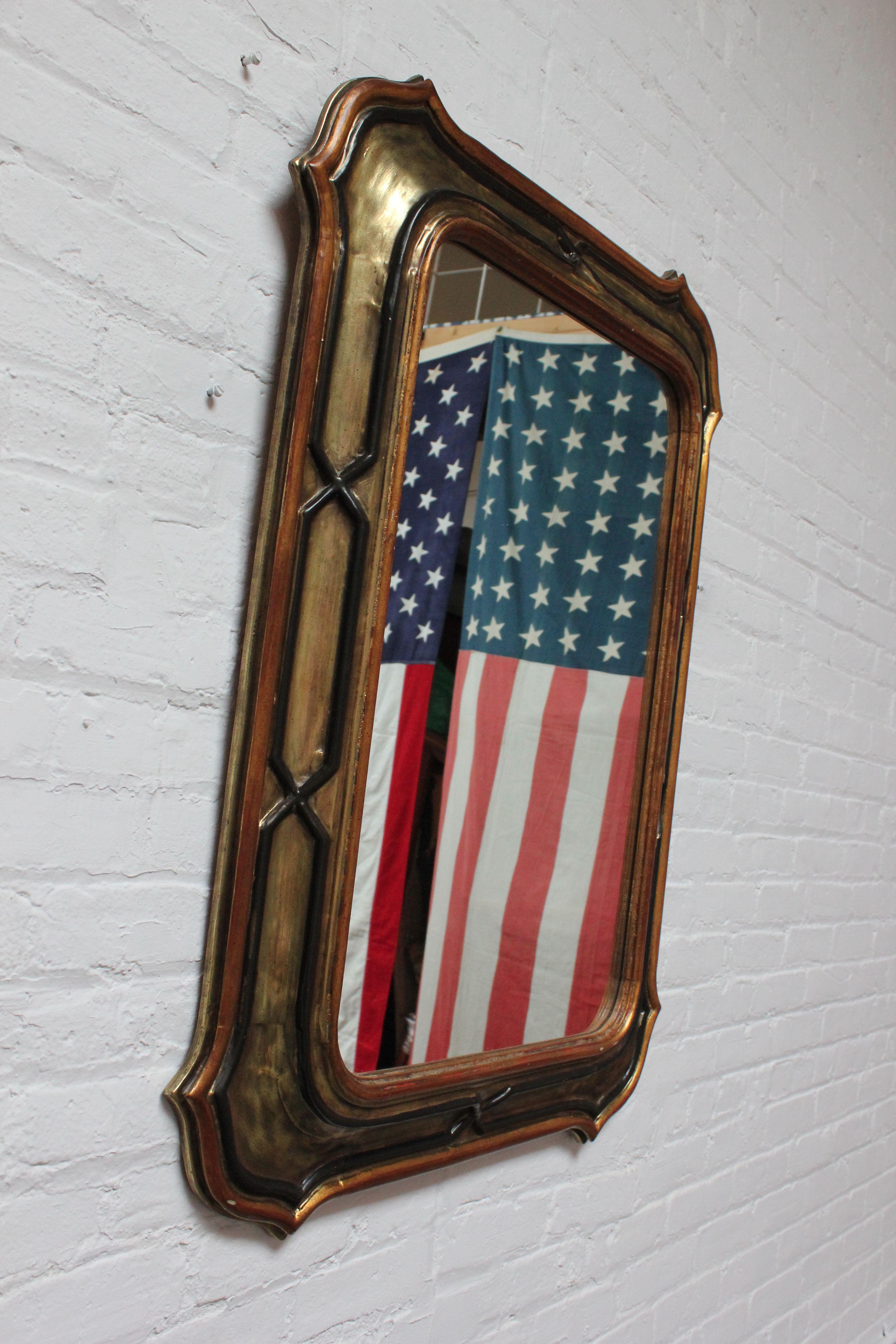Vintage Brutalist Gilt Wall Mirror In Good Condition In Brooklyn, NY