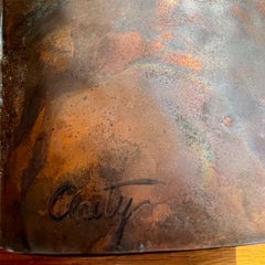 Vintage Brutalist Hand Forged Double Vase