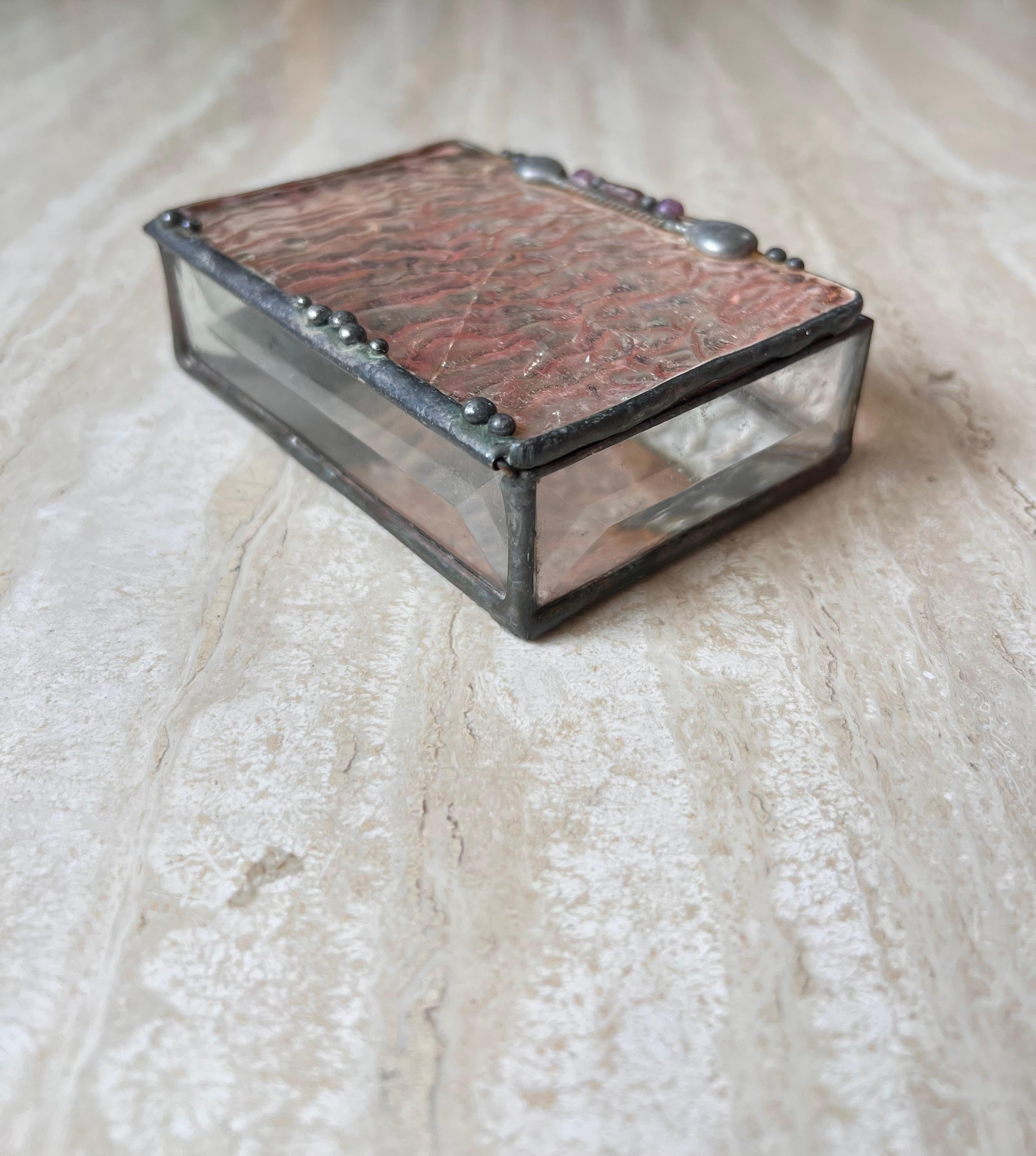 Vintage Brutalist Hand Worked Metal and Abalone Jewelry Box, 1994 For Sale 6