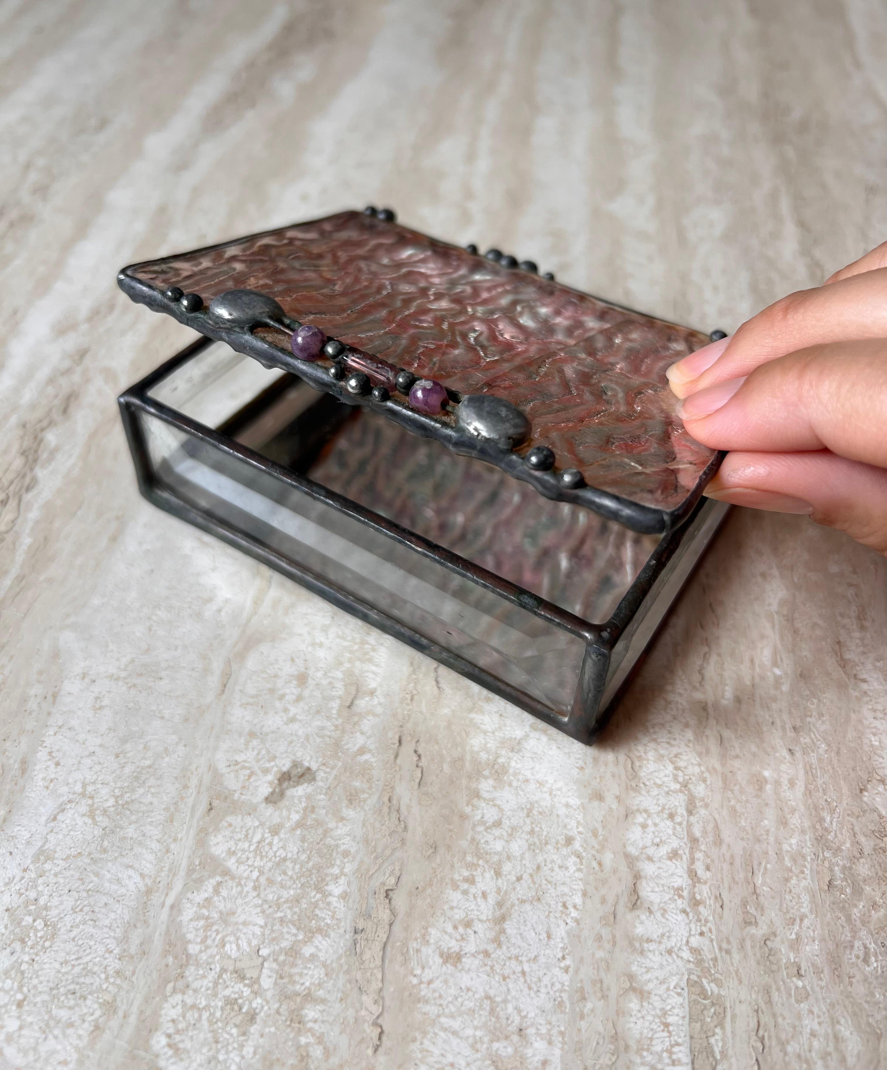 20th Century Vintage Brutalist Hand Worked Metal and Abalone Jewelry Box, 1994 For Sale