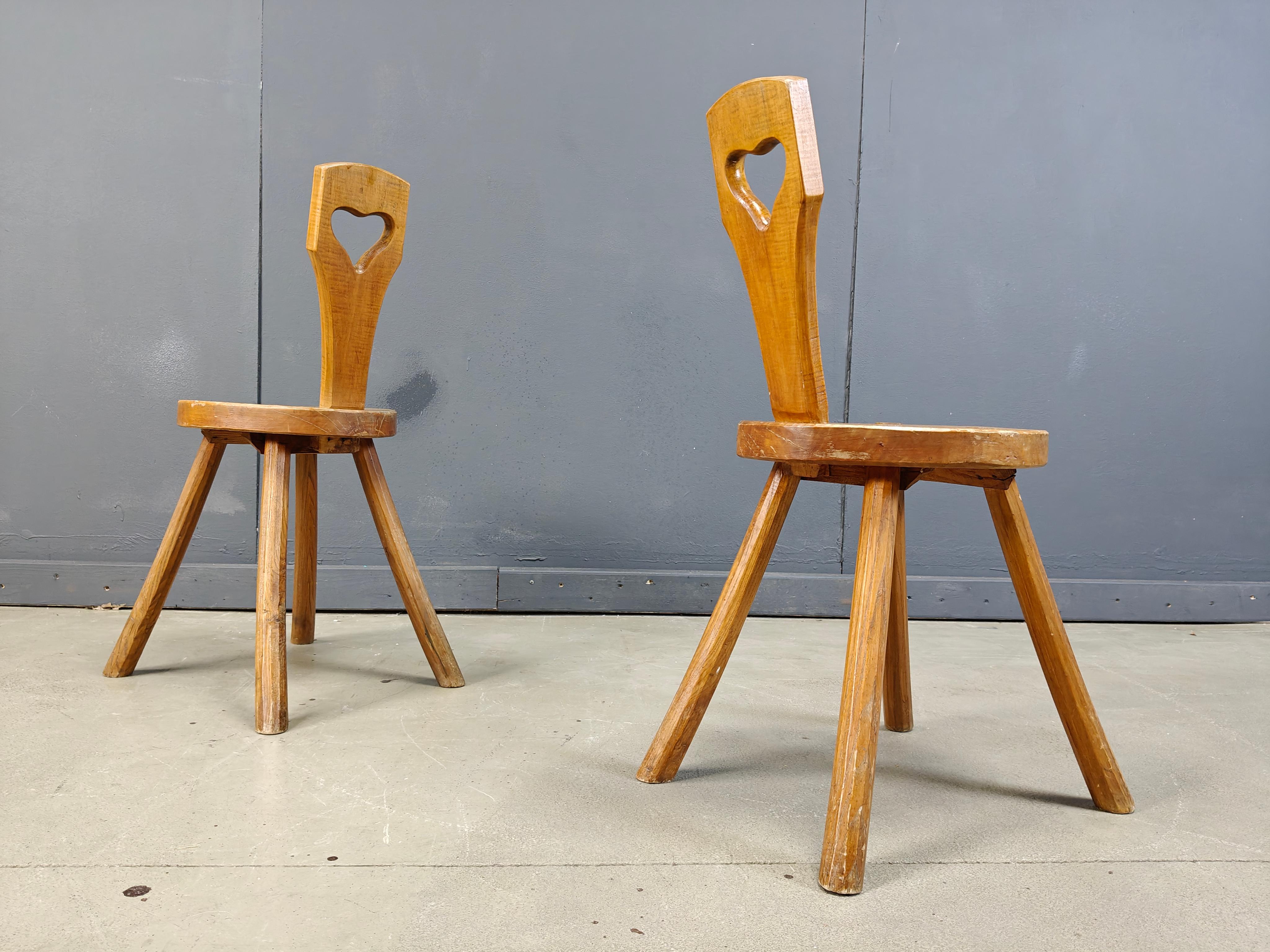 Swedish Vintage brutalist heart shaped side chairs, 1960s For Sale