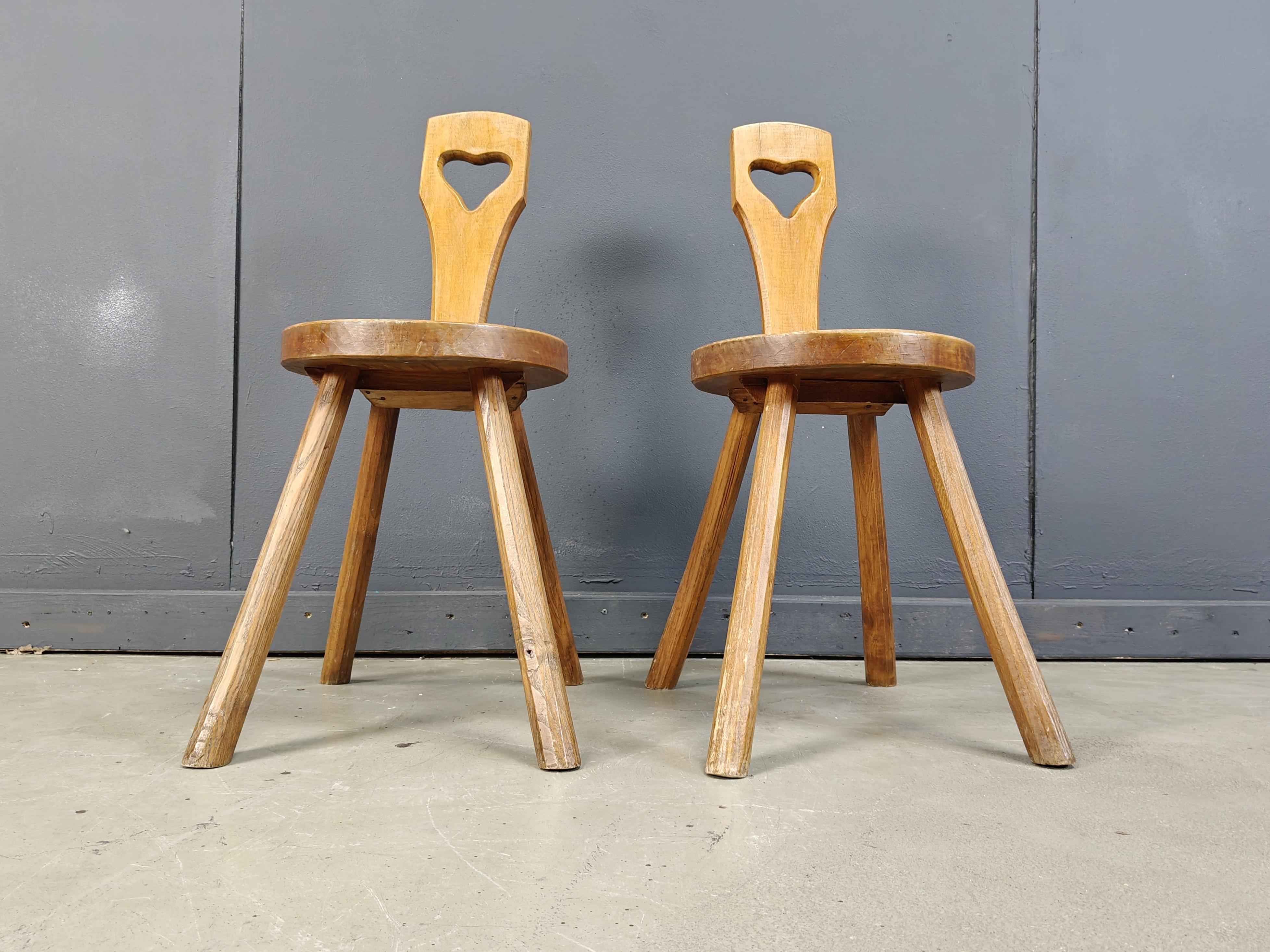 Mid-20th Century Vintage brutalist heart shaped side chairs, 1960s For Sale