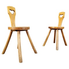Chaises d'appoint vintage brutaliste en forme de cœur, années 1960