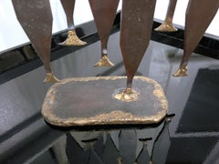 Vintage Brutalist Iron and Bronze Table Sculpture