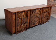 Commode/coffre à tiroirs polychromé en chêne vintage brutaliste Lane « Pueblo »