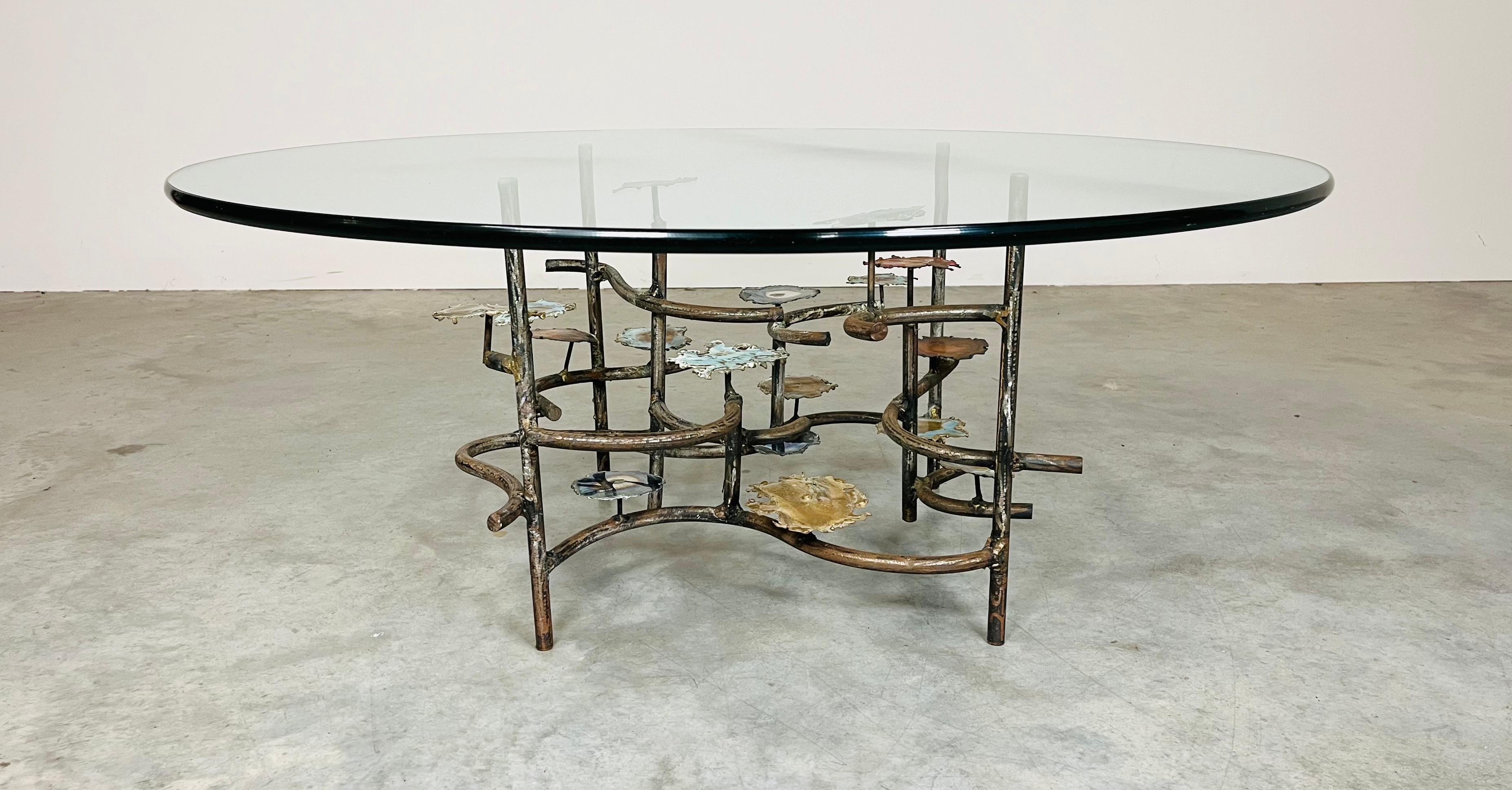 American Vintage Brutalist ‘Lily’ Cocktail Or Coffee Table After Silas Seandel  For Sale