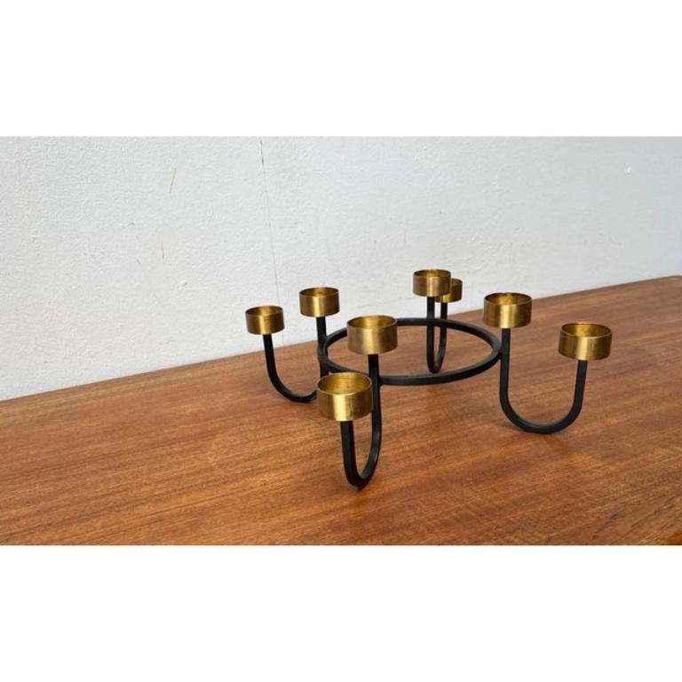 Vintage Brutalist Metal Candleholder, 1960s For Sale 6
