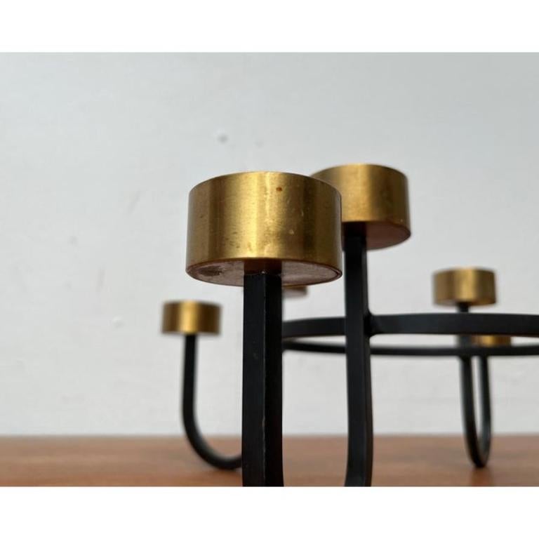Vintage Brutalist Metal Candleholder, 1960s For Sale 2