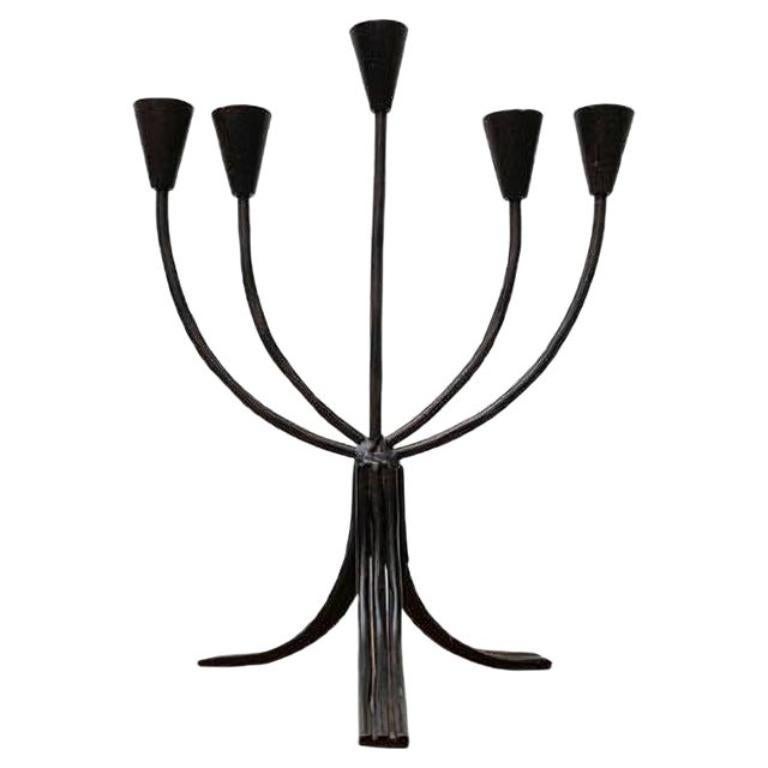 Vintage Brutalist Metal Candleholder, 1970s