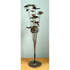 Vintage Brutalist Metal Flower Sculpture