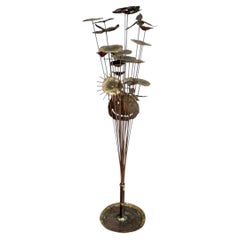 Vintage Brutalist Metal Flower Sculpture