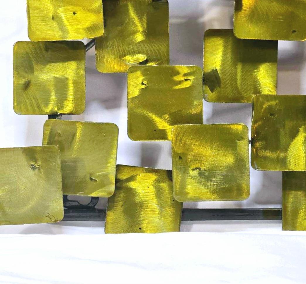 Polished Vintage brutalist metal wall sculptures in the style of Curtis Jere, a pair For Sale