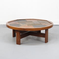 Vintage Brutalist Mid-Century Design Coffee Table with inlaid tiles