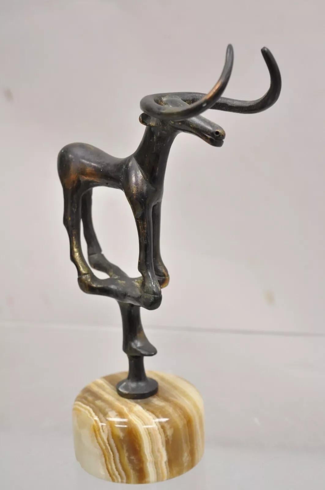 Kleine brutalistische Vintage-Skulptur aus Bronze mit Stiermarmorsockel, Mid-Century Modern im Angebot 4