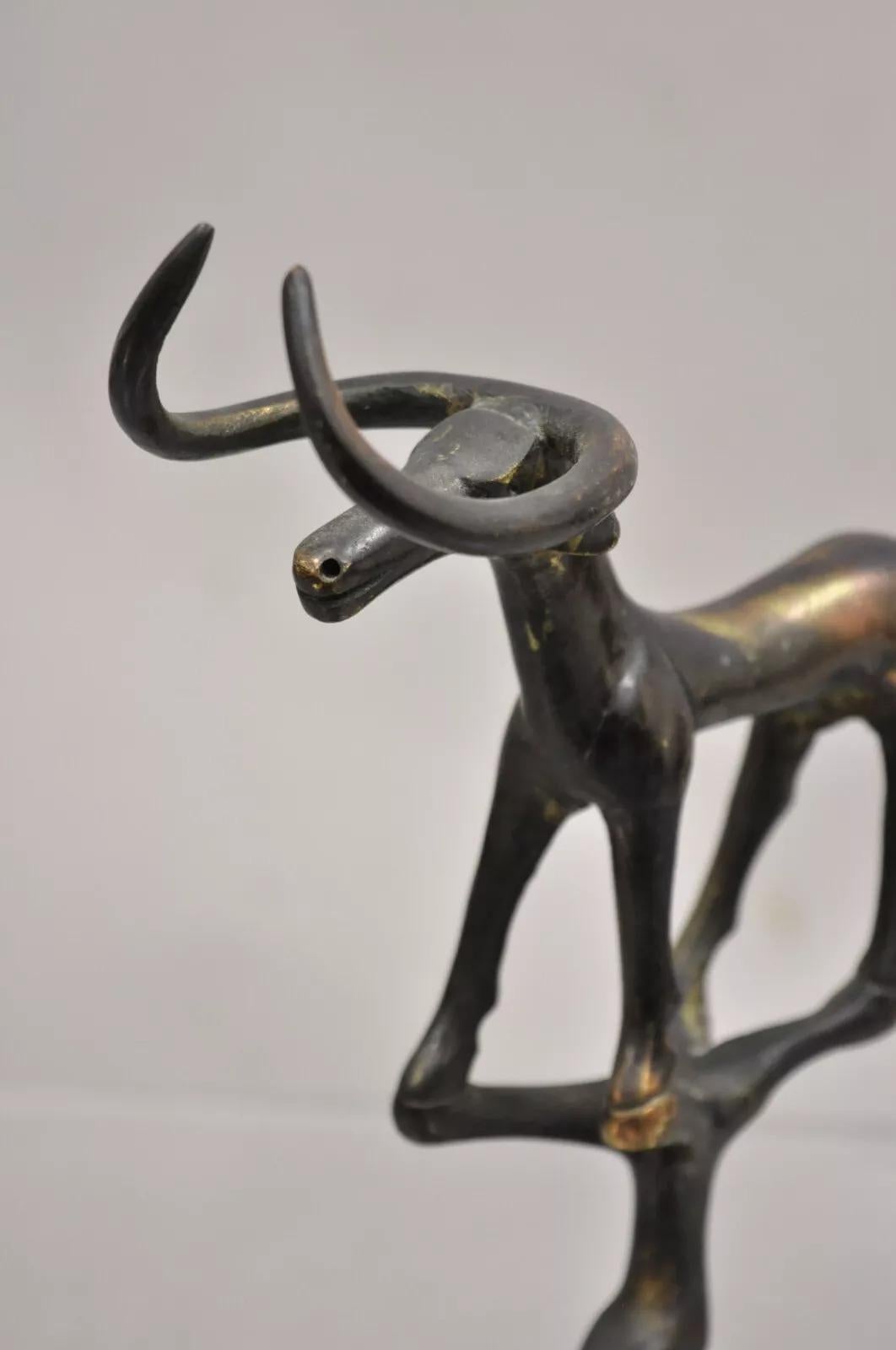 Kleine brutalistische Vintage-Skulptur aus Bronze mit Stiermarmorsockel, Mid-Century Modern (Unbekannt) im Angebot