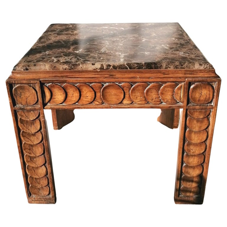 Vintage Brutalist Mid Century Oak and Marble Side/ End Table, C1960s