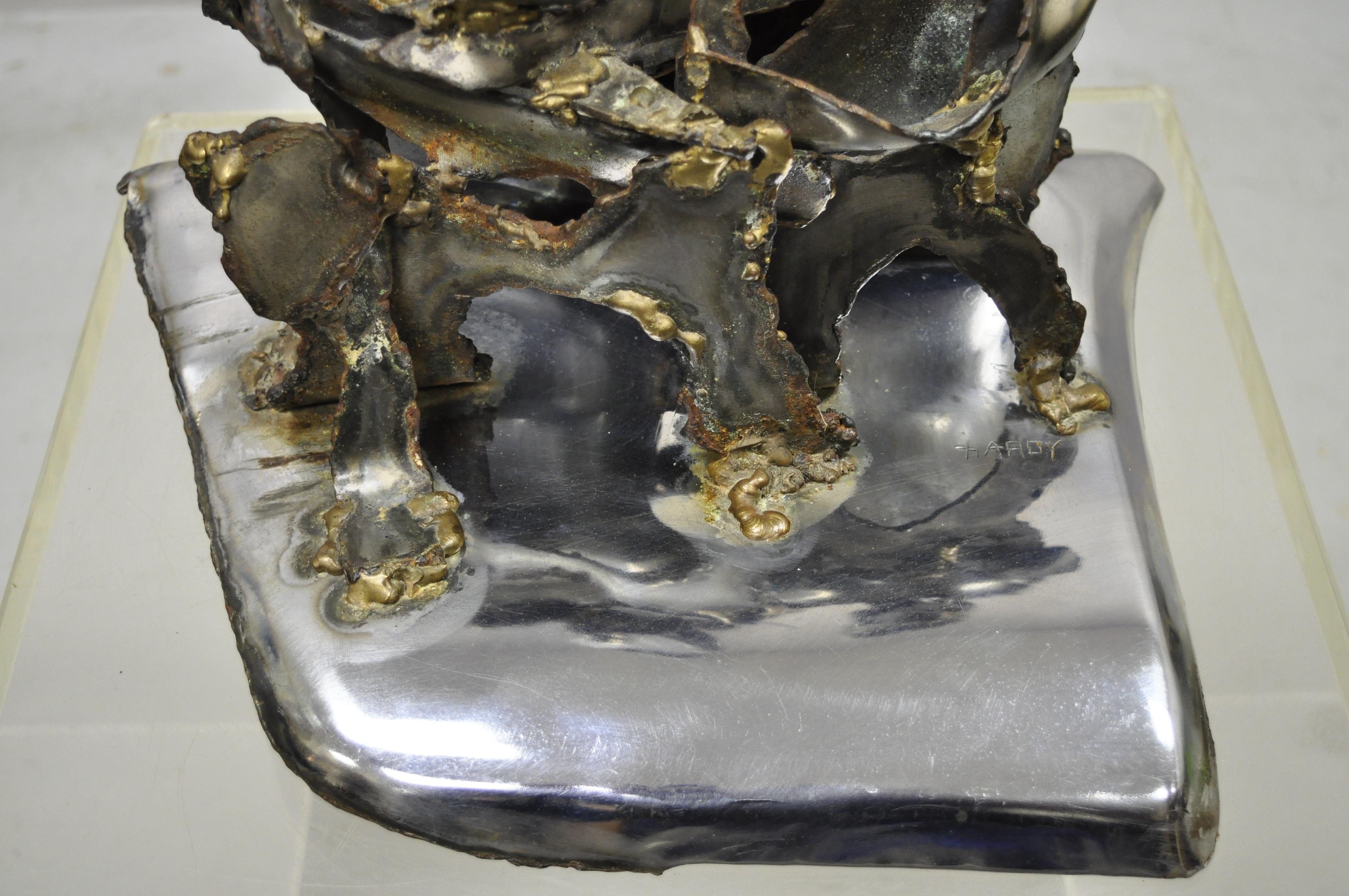 Acier Sculpture de table familiale brutaliste du milieu du siècle en acier et métal signée Hardy en vente
