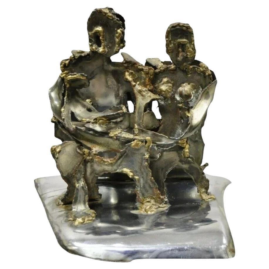 Vintage Brutalist Mid Century Steel Metal Family Sculpture Firmato Hardy