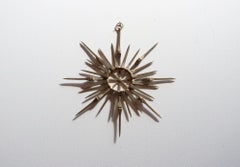 Vintage Brutalist Mixed Metal Horseshoe Nail Starburst Wall Sculpture Ornament