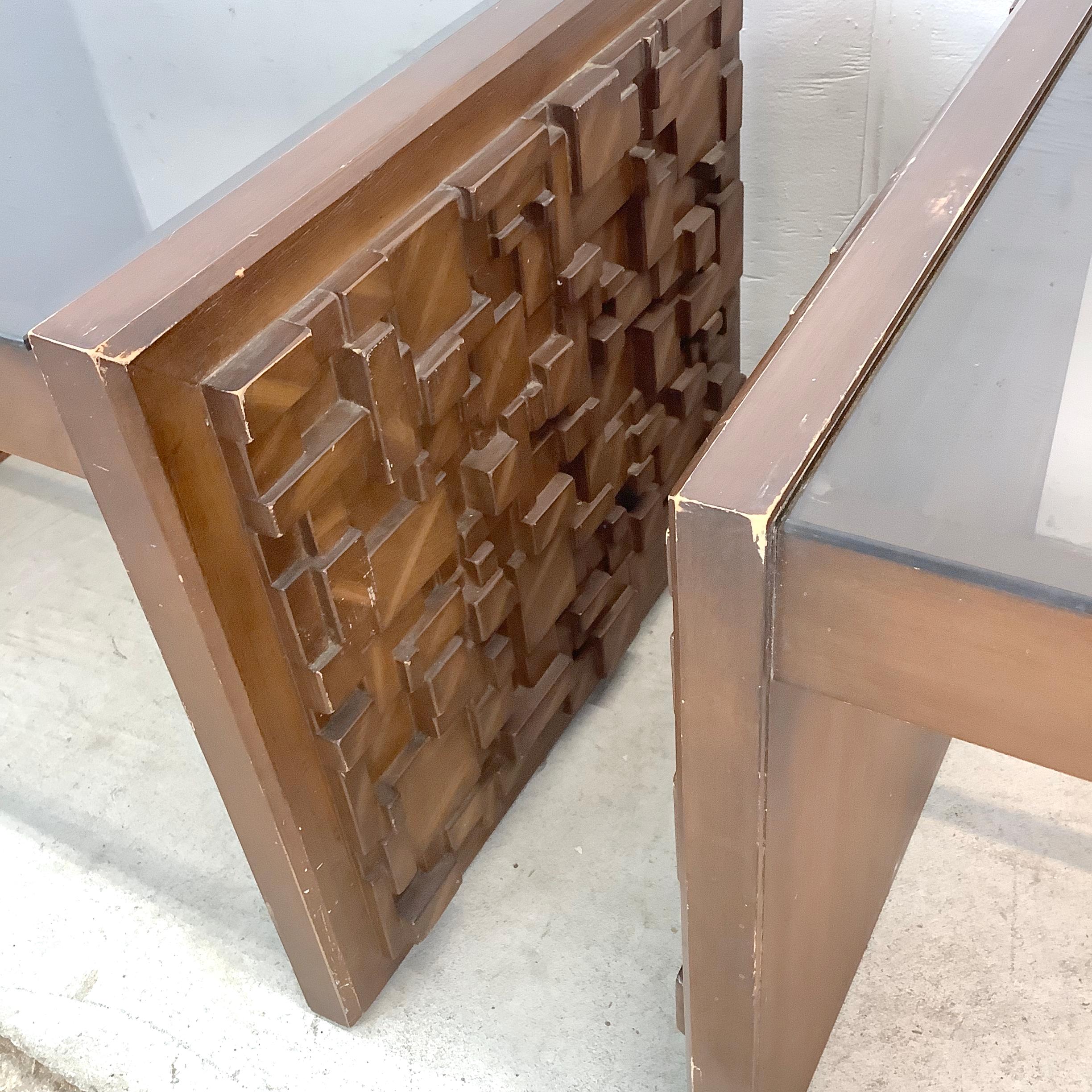Vintage Brutalist Modern End Tables For Sale 6