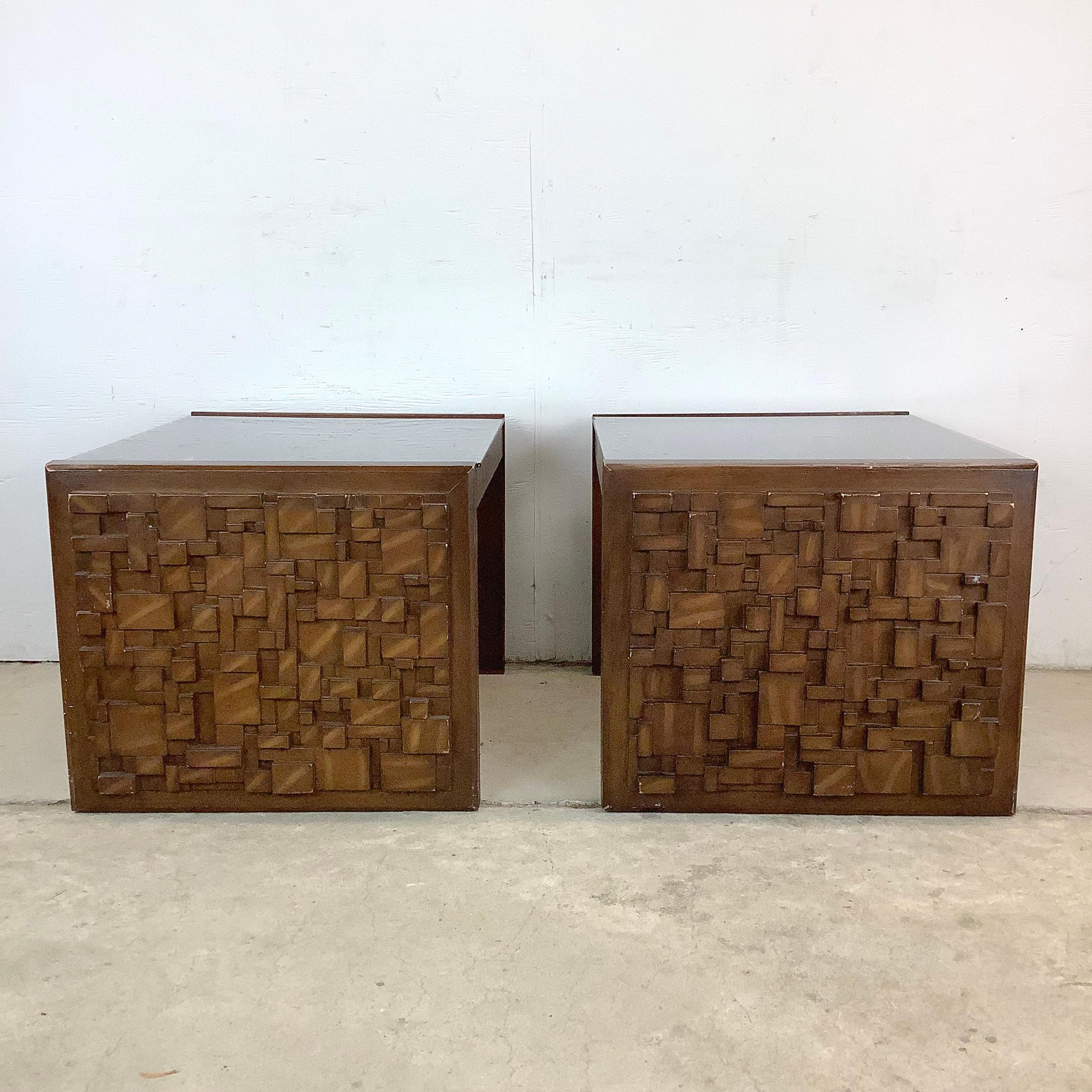 Unknown Vintage Brutalist Modern End Tables For Sale