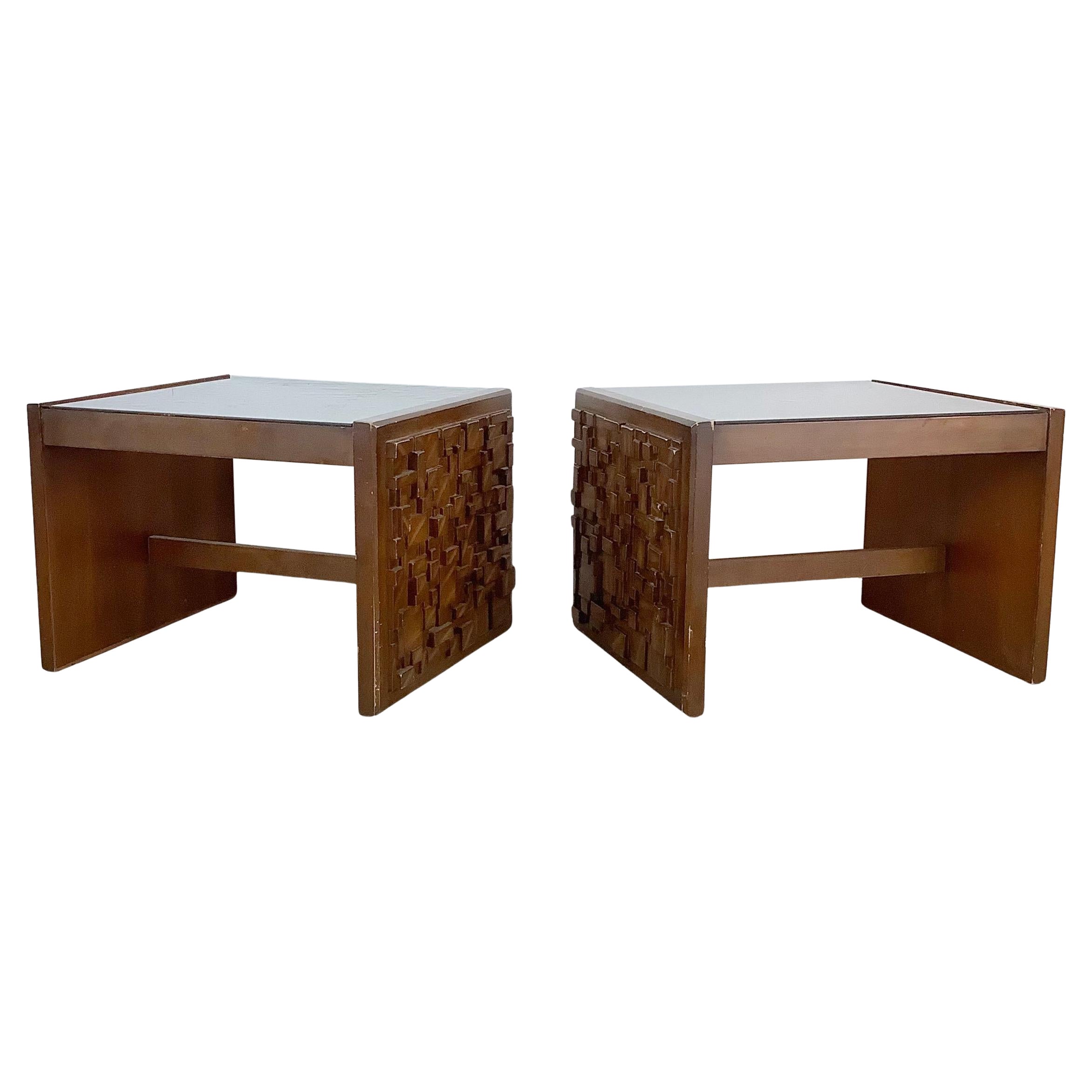 Vintage Brutalist Modern End Tables For Sale