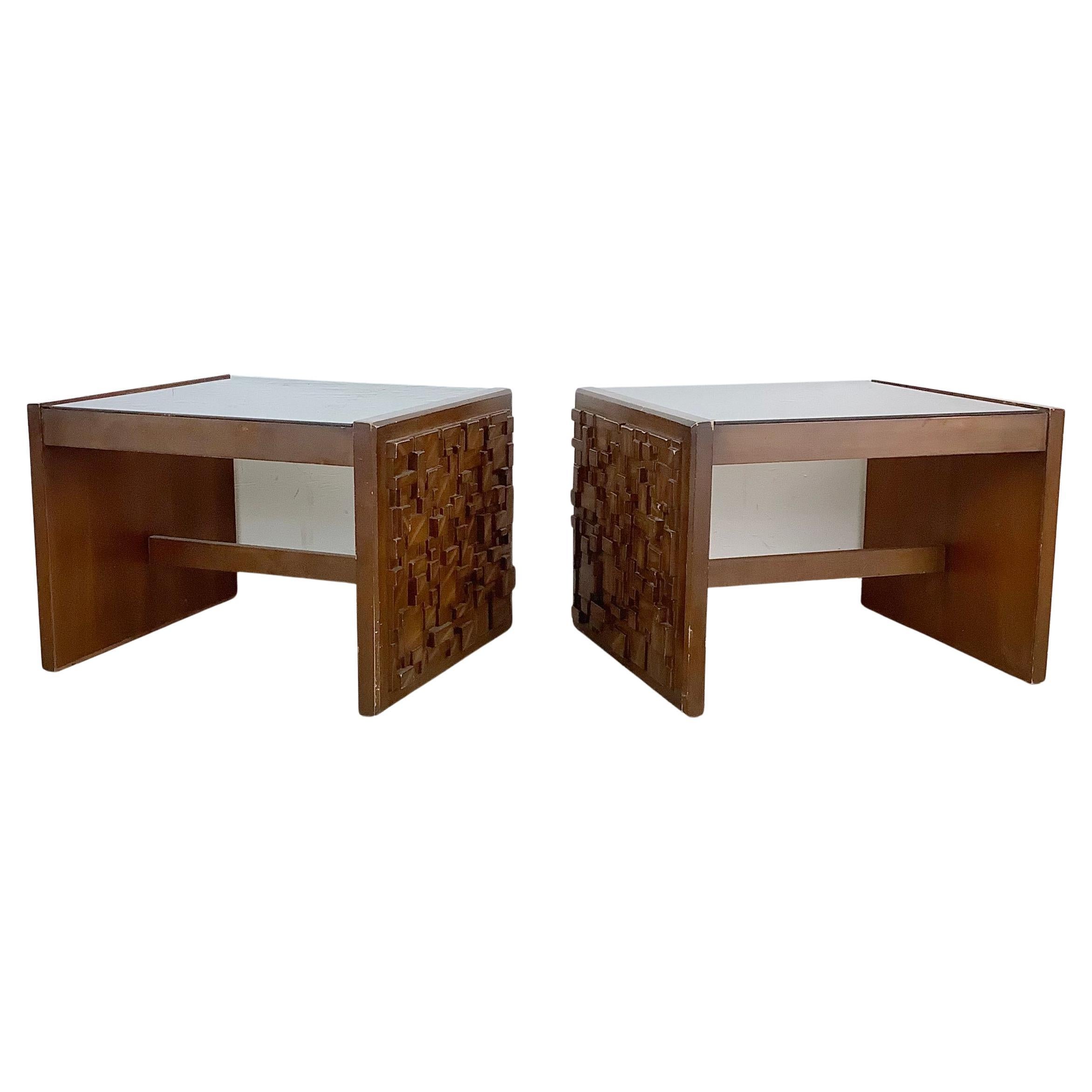 Vintage Brutalist Modern End Tables For Sale