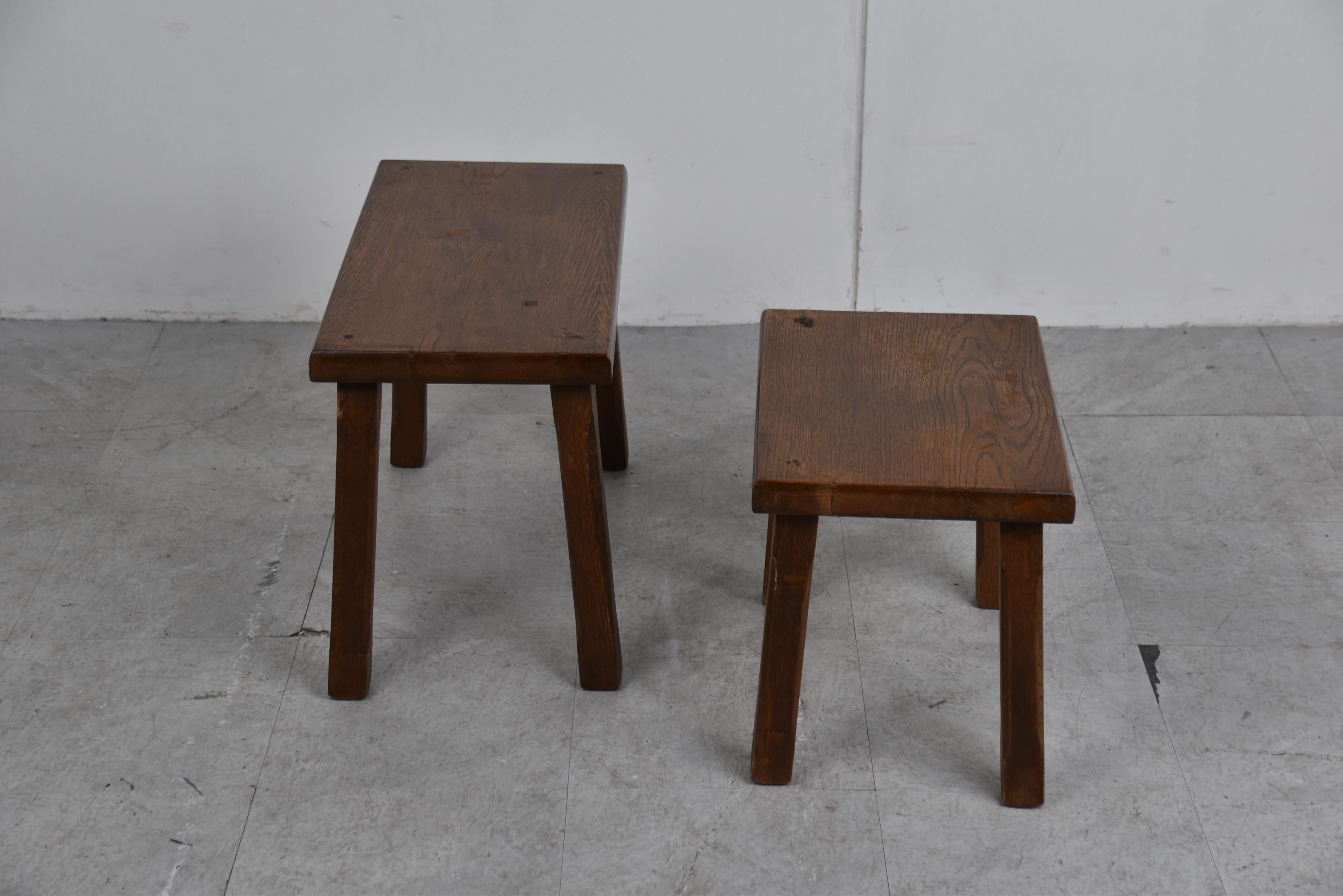 Vintage brutalist nesting tables, 1960s For Sale 5