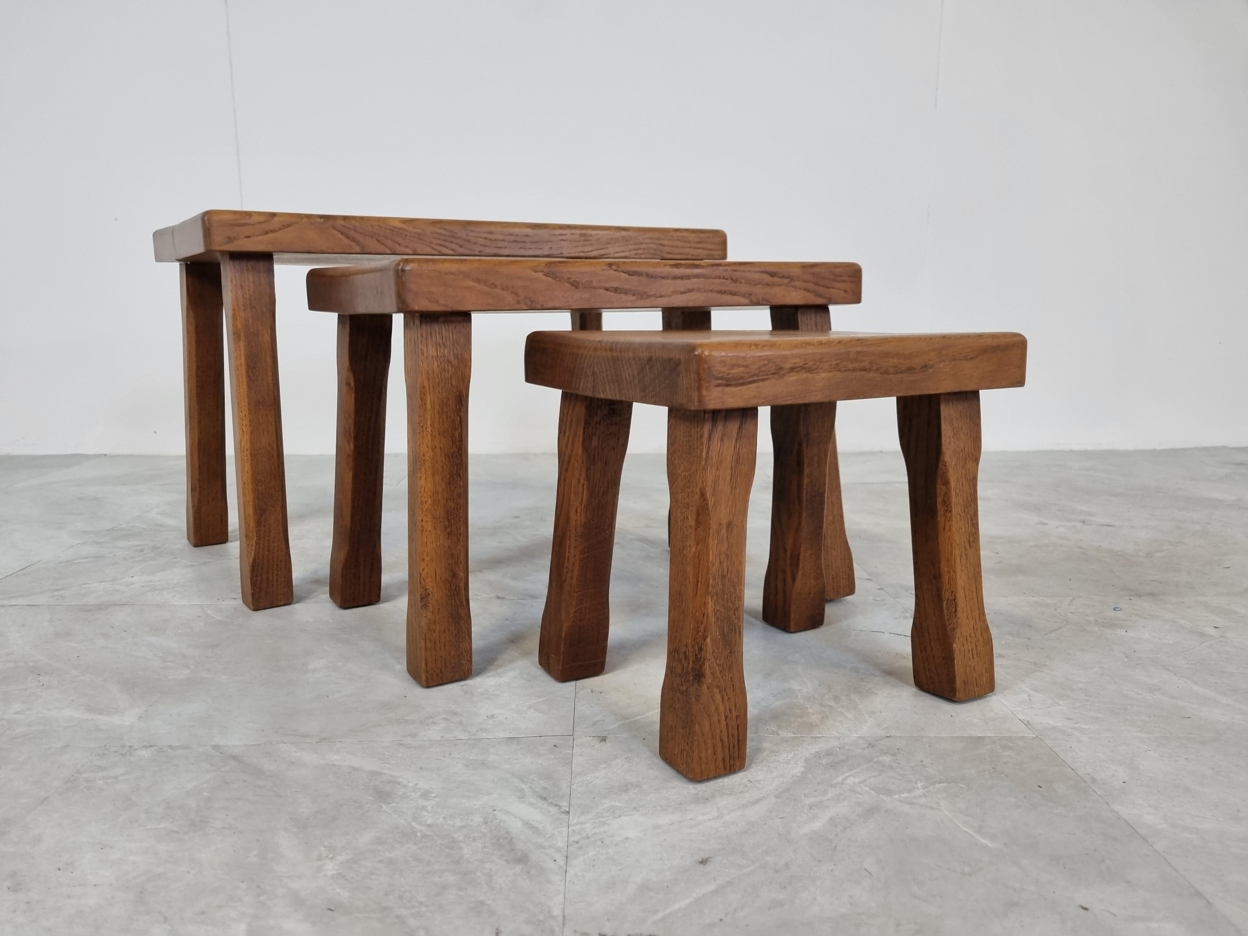 Belgian Vintage Brutalist Nesting Tables, 1960s For Sale