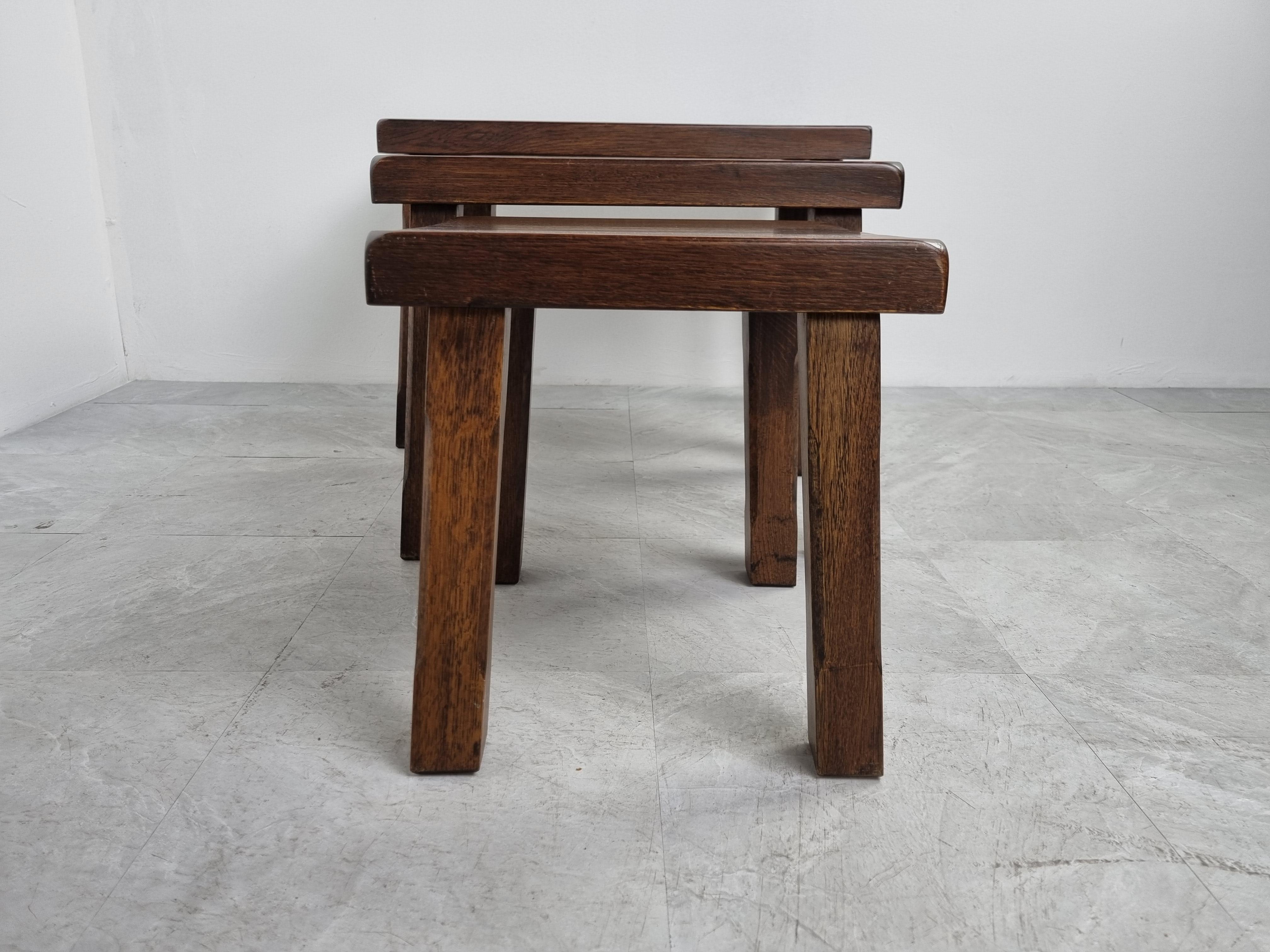 Vintage Brutalist Nesting Tables, 1960s In Good Condition For Sale In HEVERLEE, BE