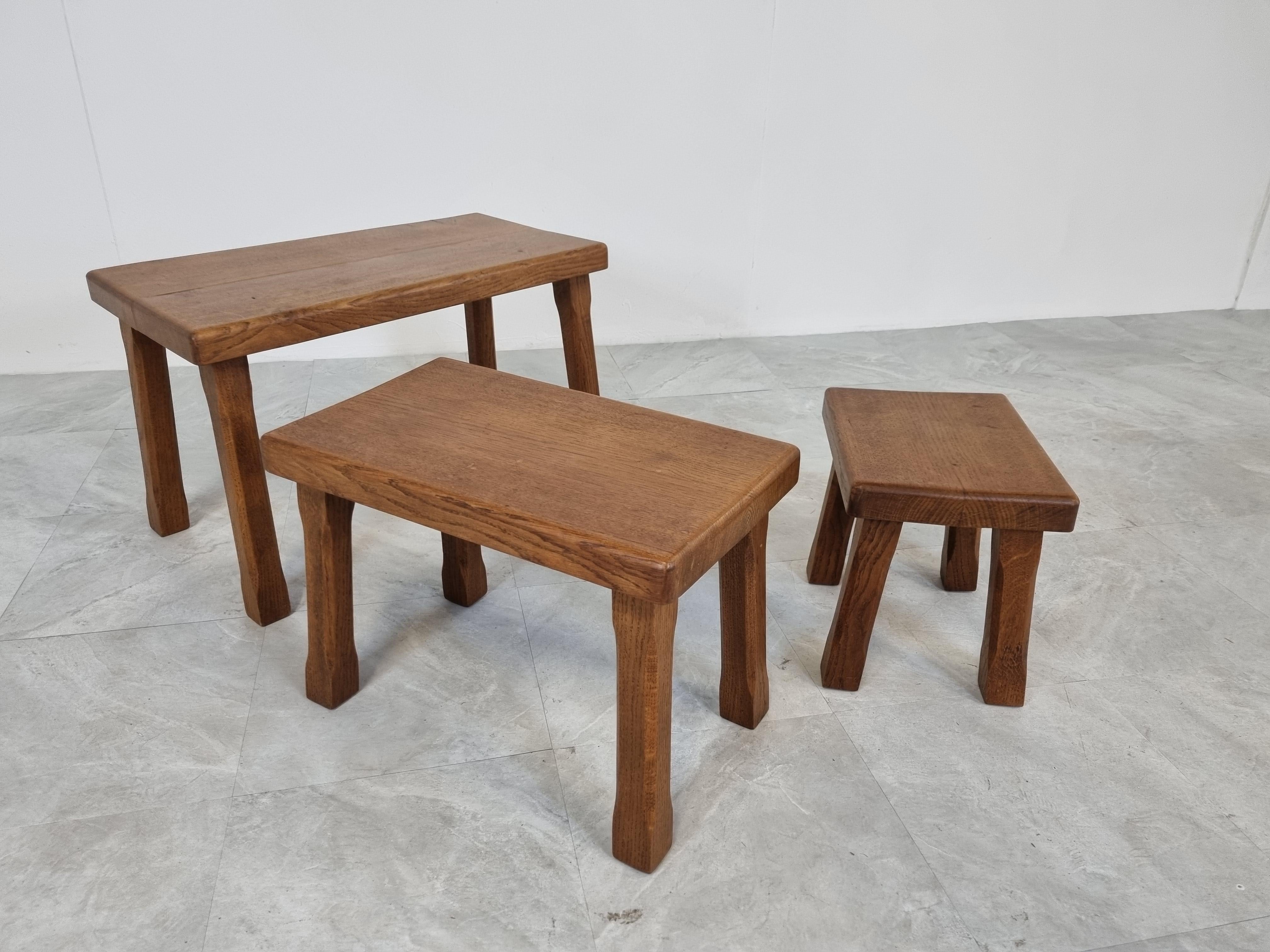 Mid-20th Century Vintage Brutalist Nesting Tables, 1960s For Sale