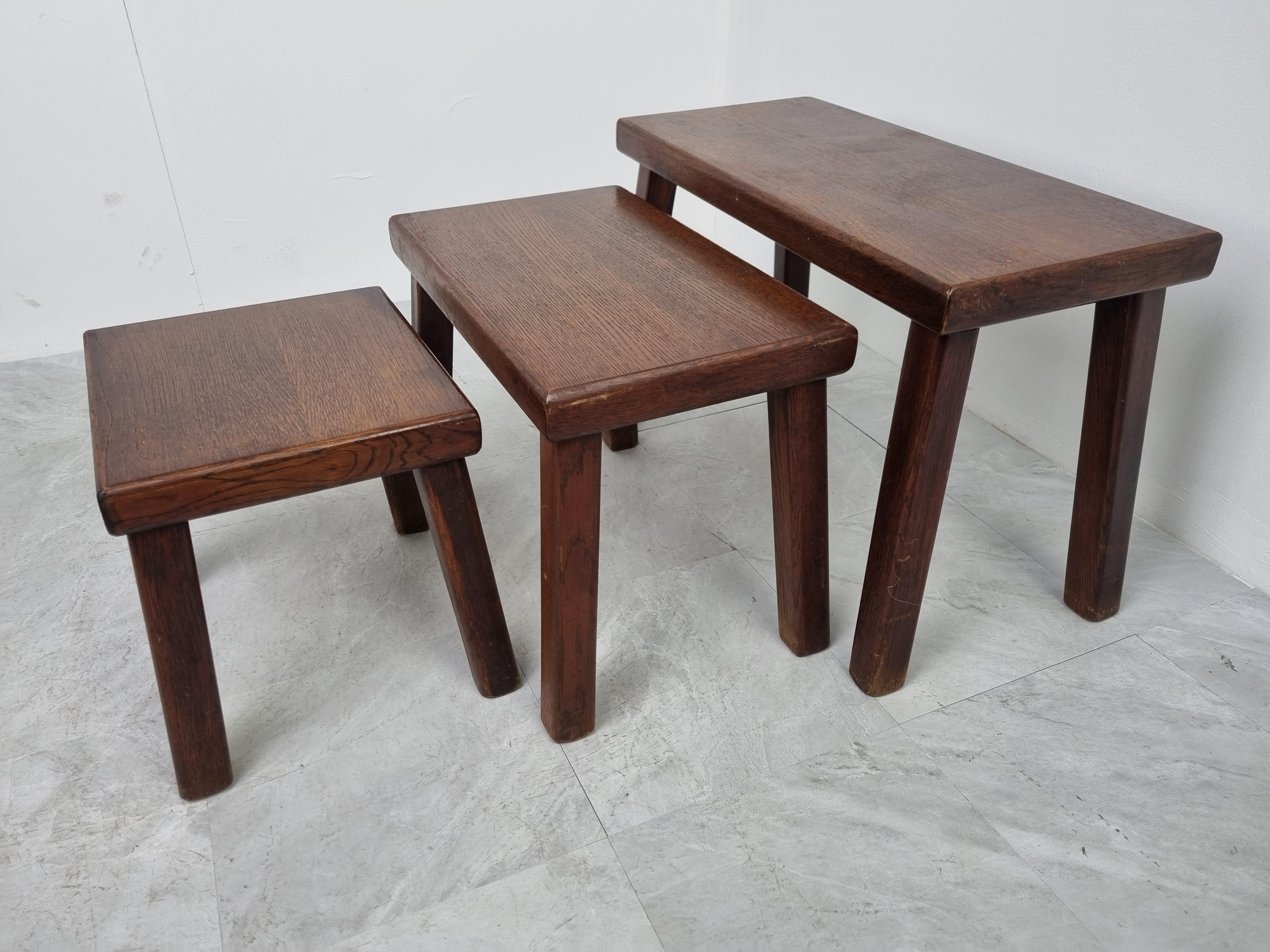 Mid-20th Century Vintage Brutalist Nesting Tables, 1960s For Sale