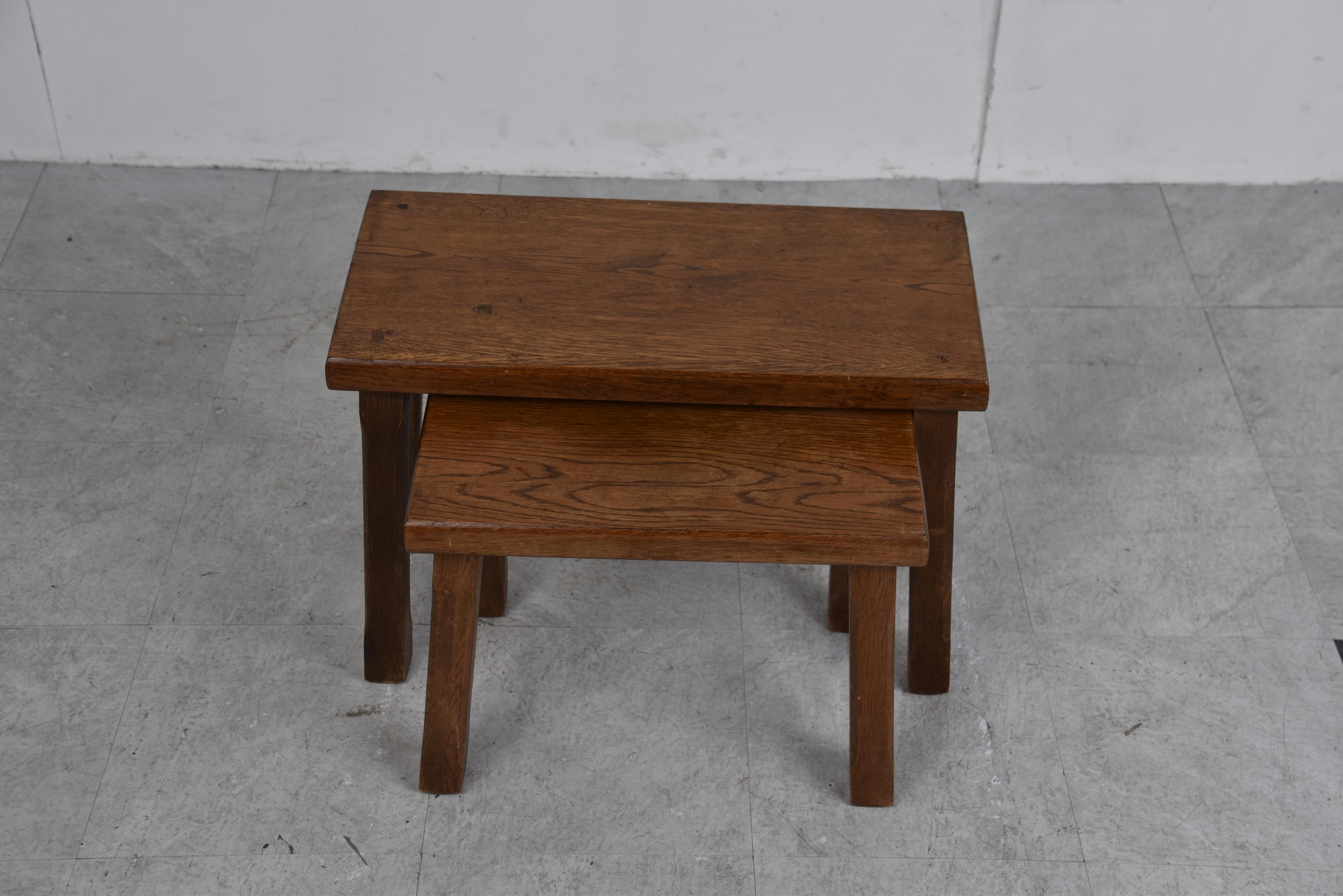 Mid-20th Century Vintage brutalist nesting tables, 1960s For Sale