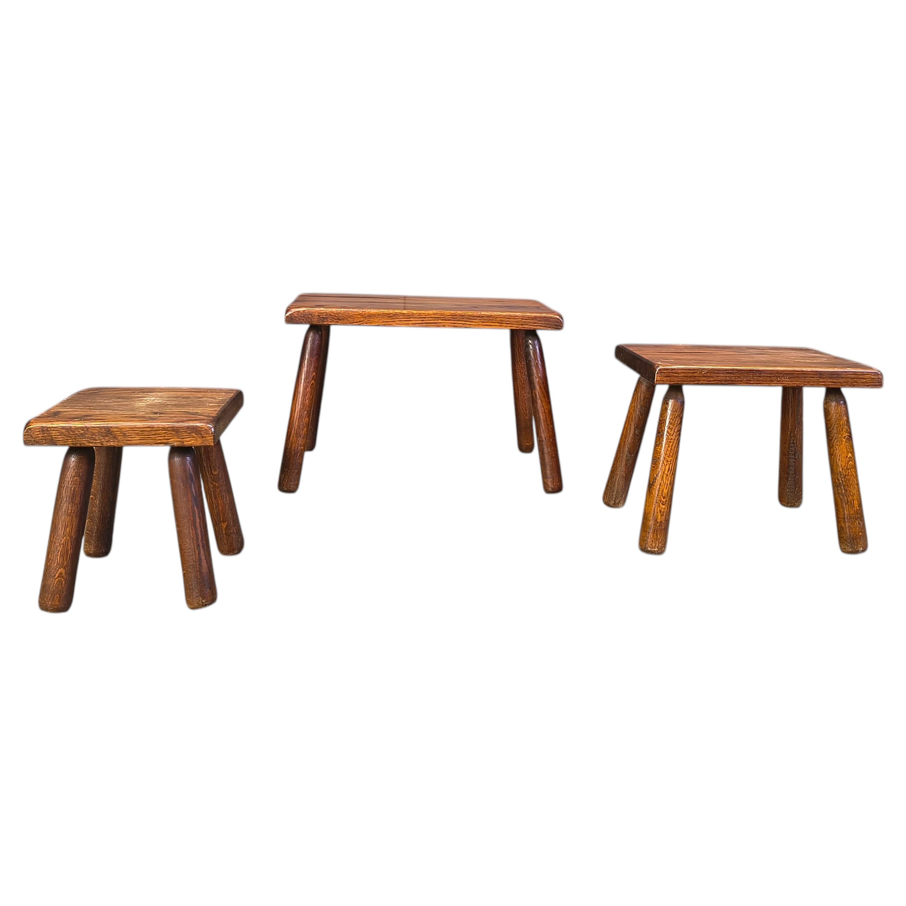 Vintage brutalist nesting tables, 1960s For Sale