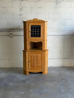 Vintage Brutalist Oak Corner Cabinet by Henning Kjærnulf Danish Modern