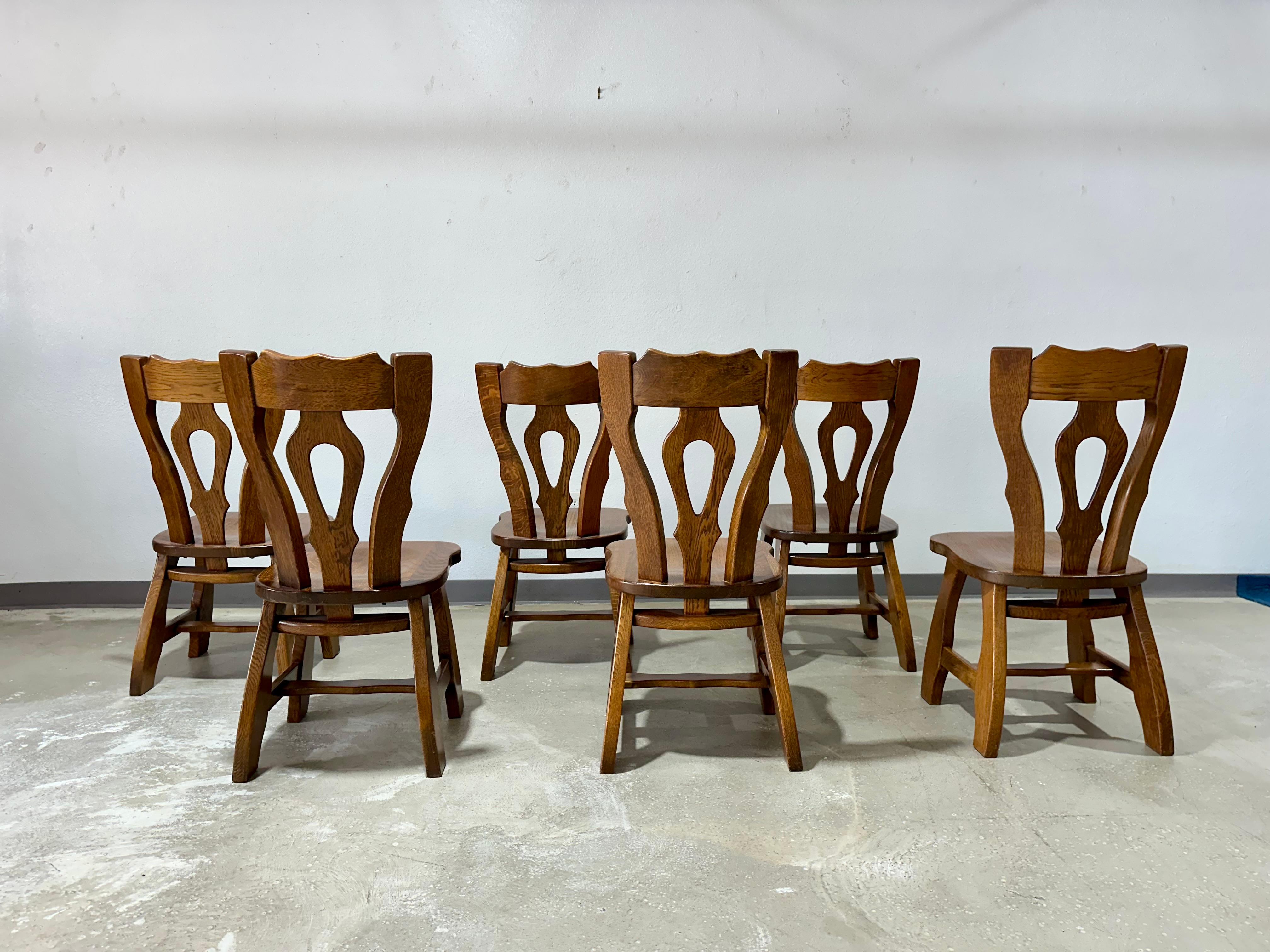 Set da pranzo brutalista d'epoca in Oak, con tavolo allungabile e 6 sedie in vendita 3