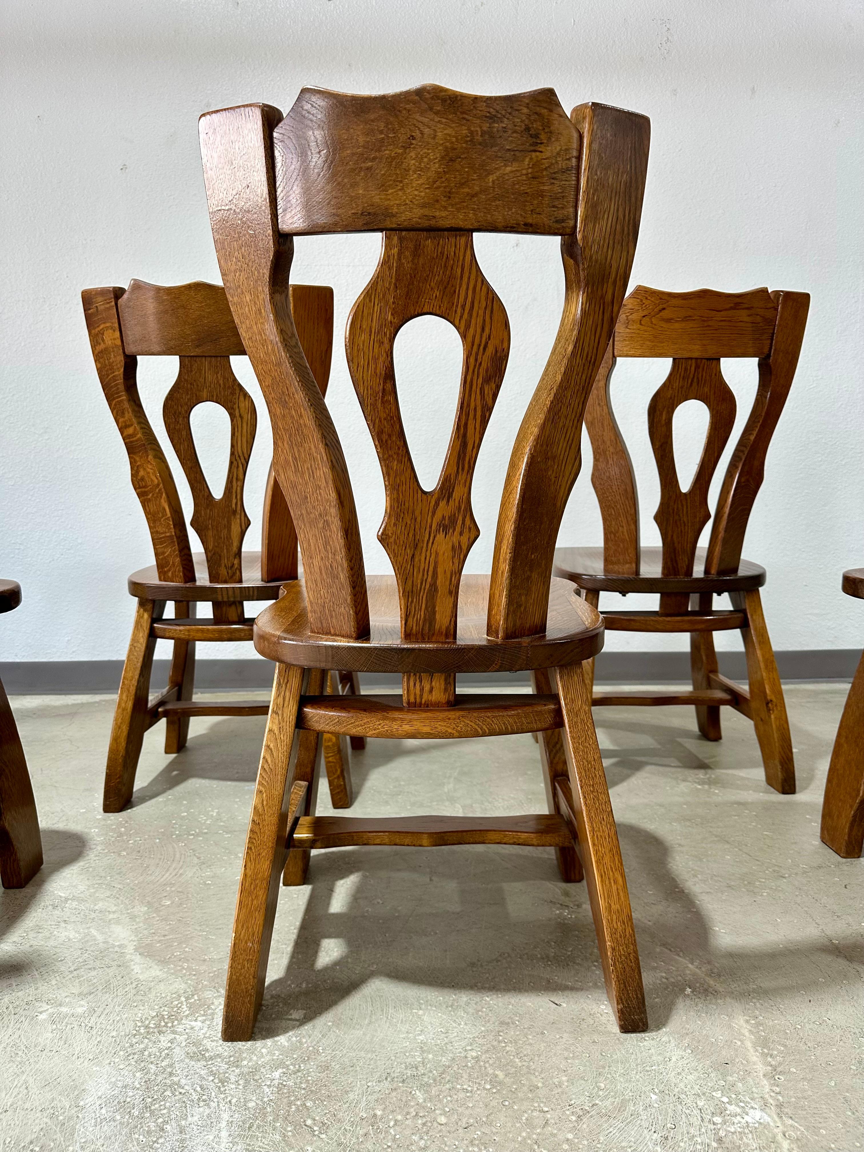 Set da pranzo brutalista d'epoca in Oak, con tavolo allungabile e 6 sedie in vendita 4