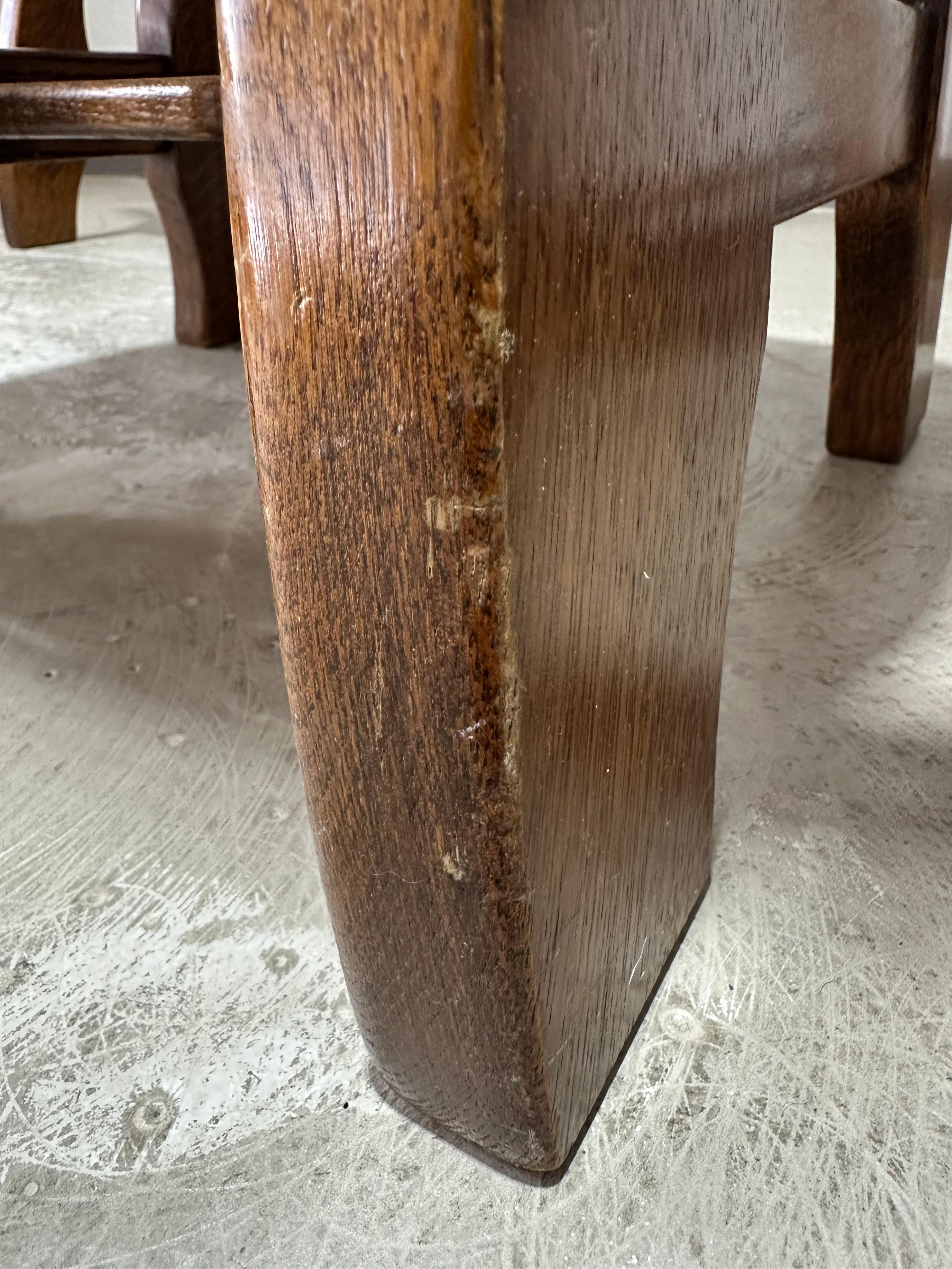Set da pranzo brutalista d'epoca in Oak, con tavolo allungabile e 6 sedie in vendita 7